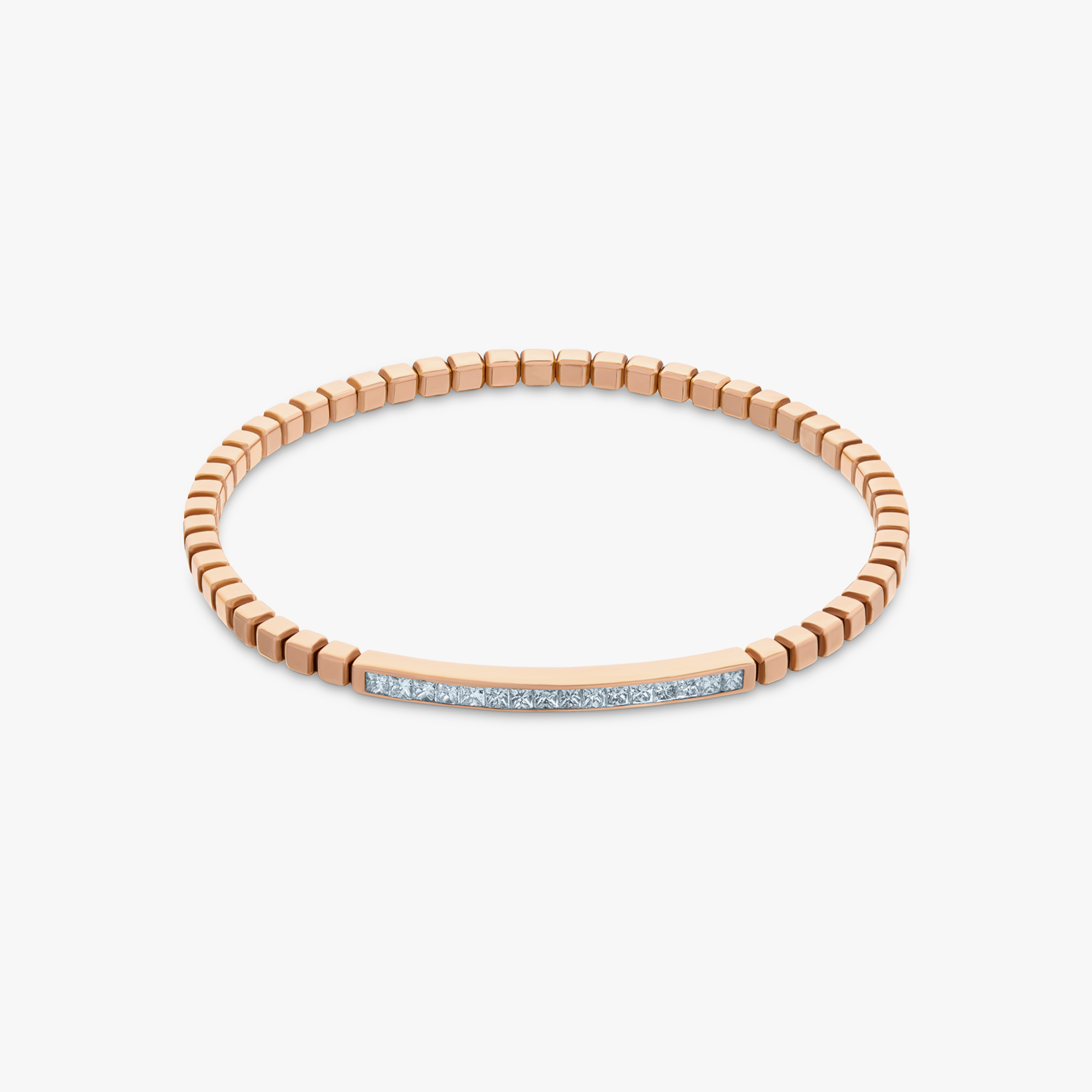 Quadro Id Bracelet With White Diamonds And 18K Rose Gold