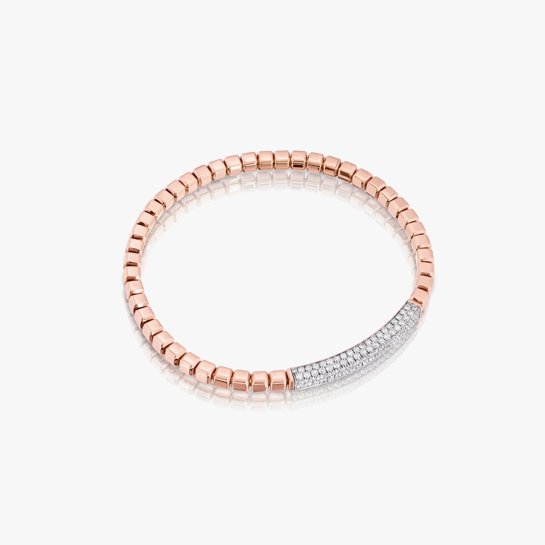 Quadro Multi ID bracelet with white diamonds and 18k rose gold