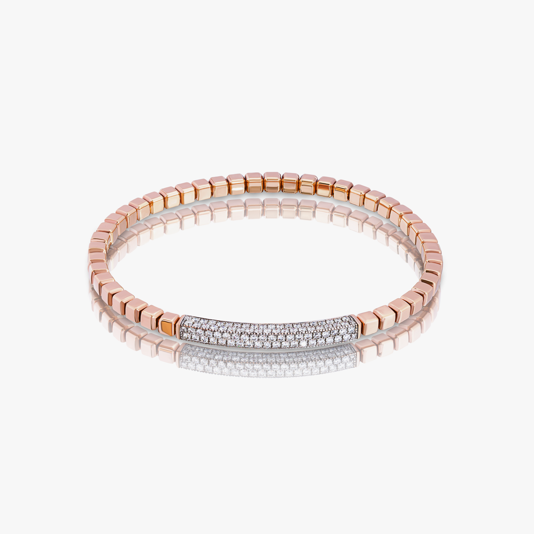 Quadro Multi ID bracelet with white diamonds and 18k rose gold