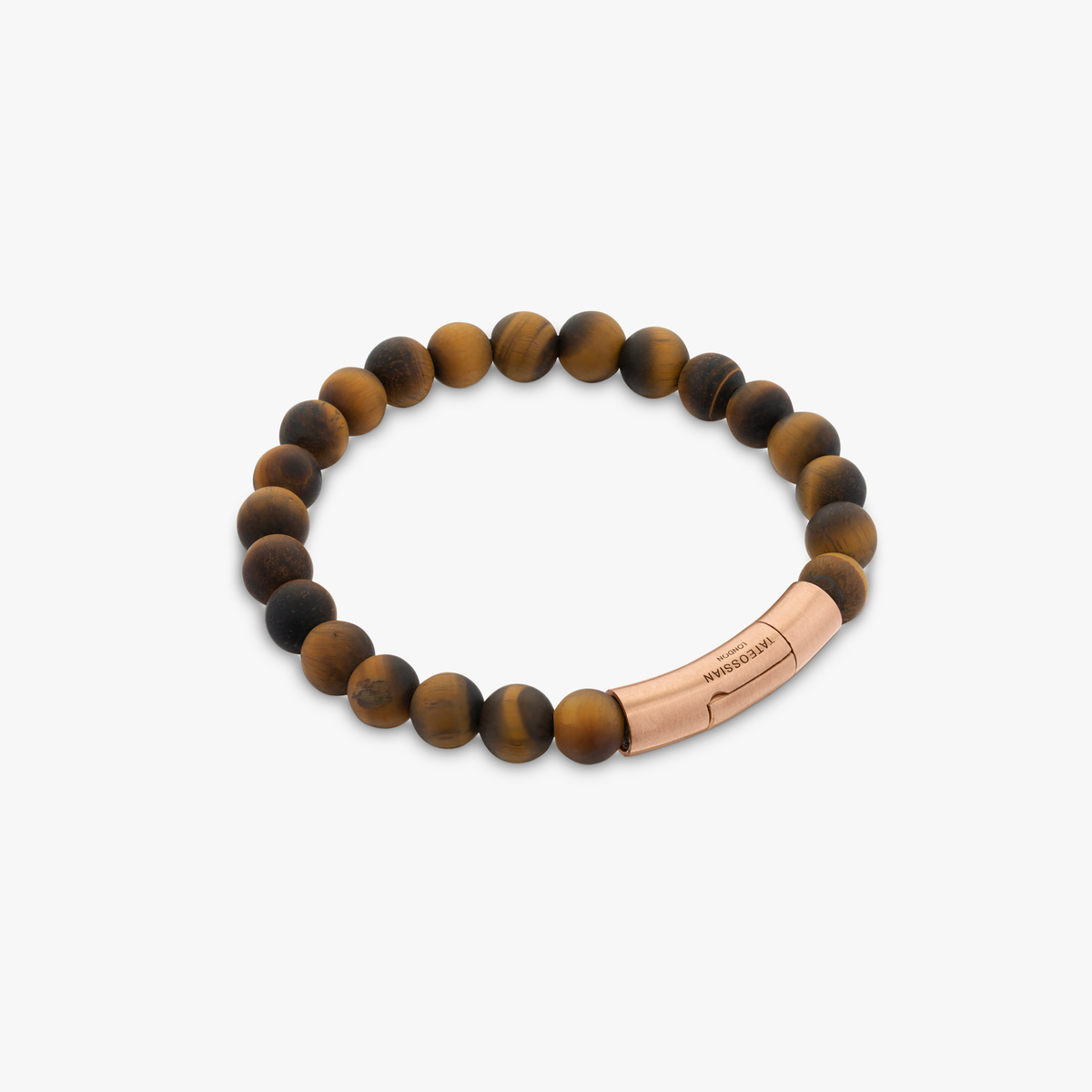 Tubo semi-precious bracelet in tiger eye and 18k rose gold