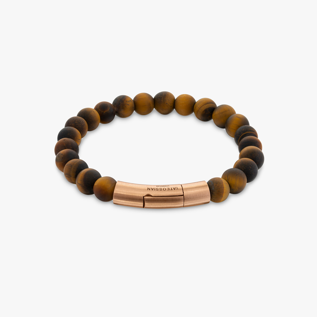 Tubo semi-precious bracelet in tiger eye and 18k rose gold