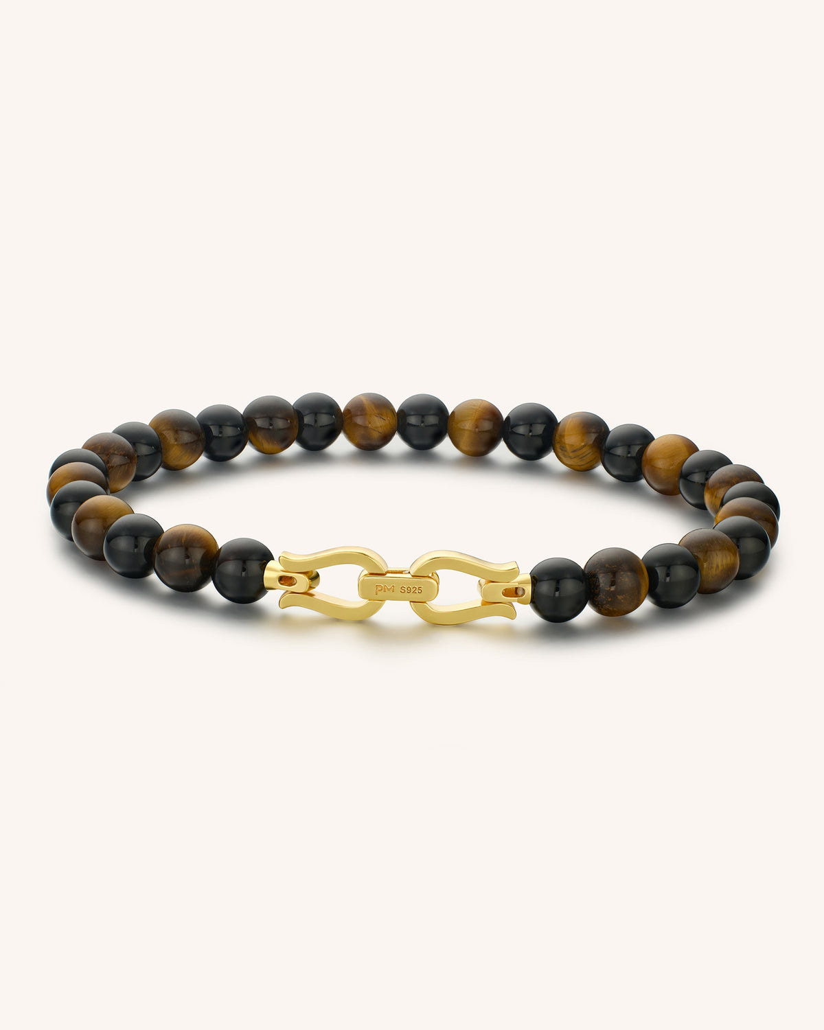 Signature Beaded Bracelet Black Onyx and Tiger Eye