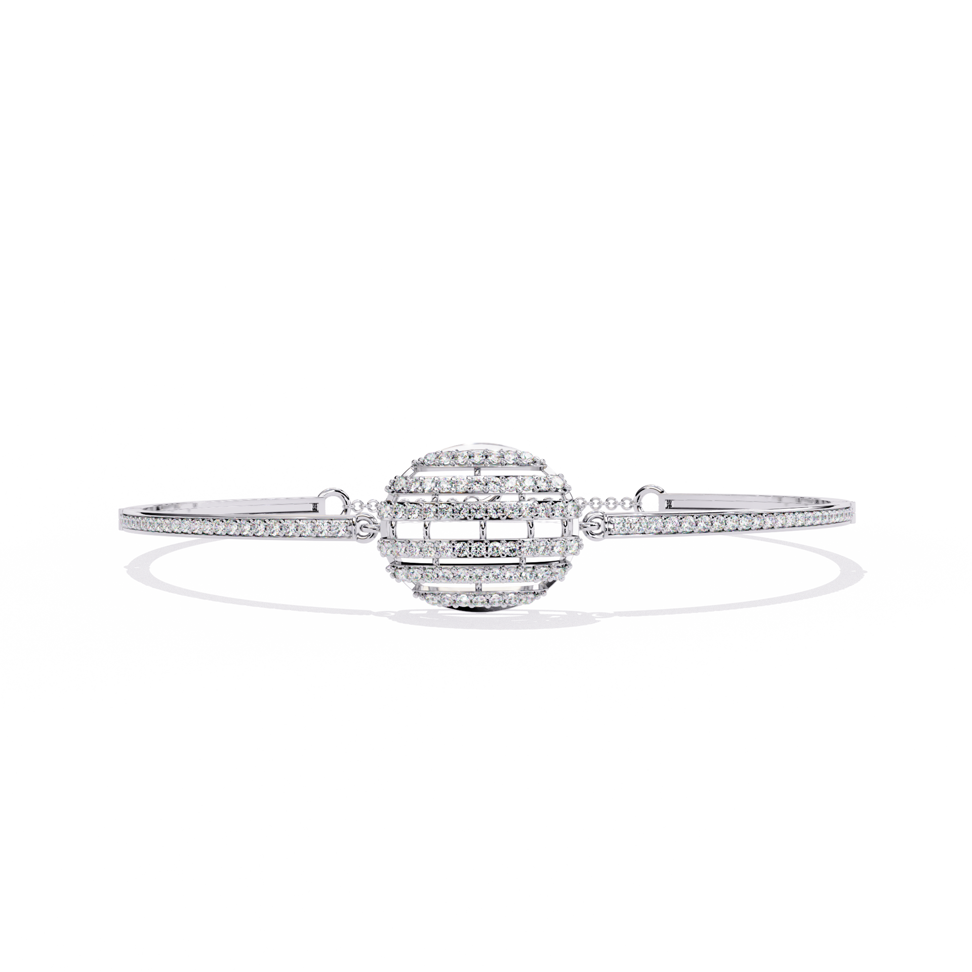 Round-Cut Lab-grown Diamond Cuff Bracelet in 10K White Gold