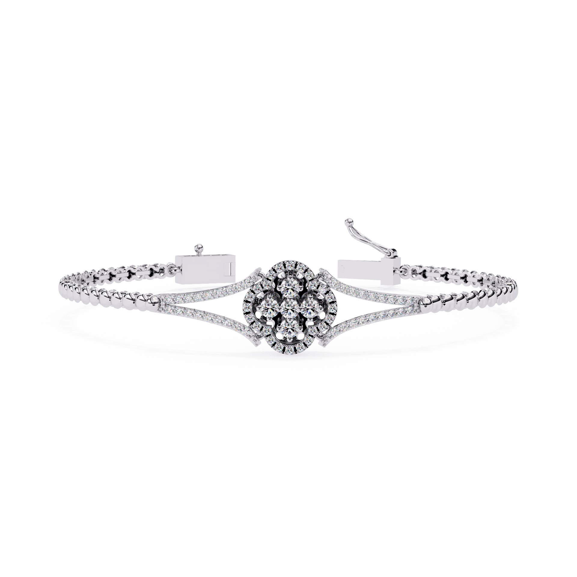 Round-Cut Lab-grown Diamond Bracelet in 10K White Gold