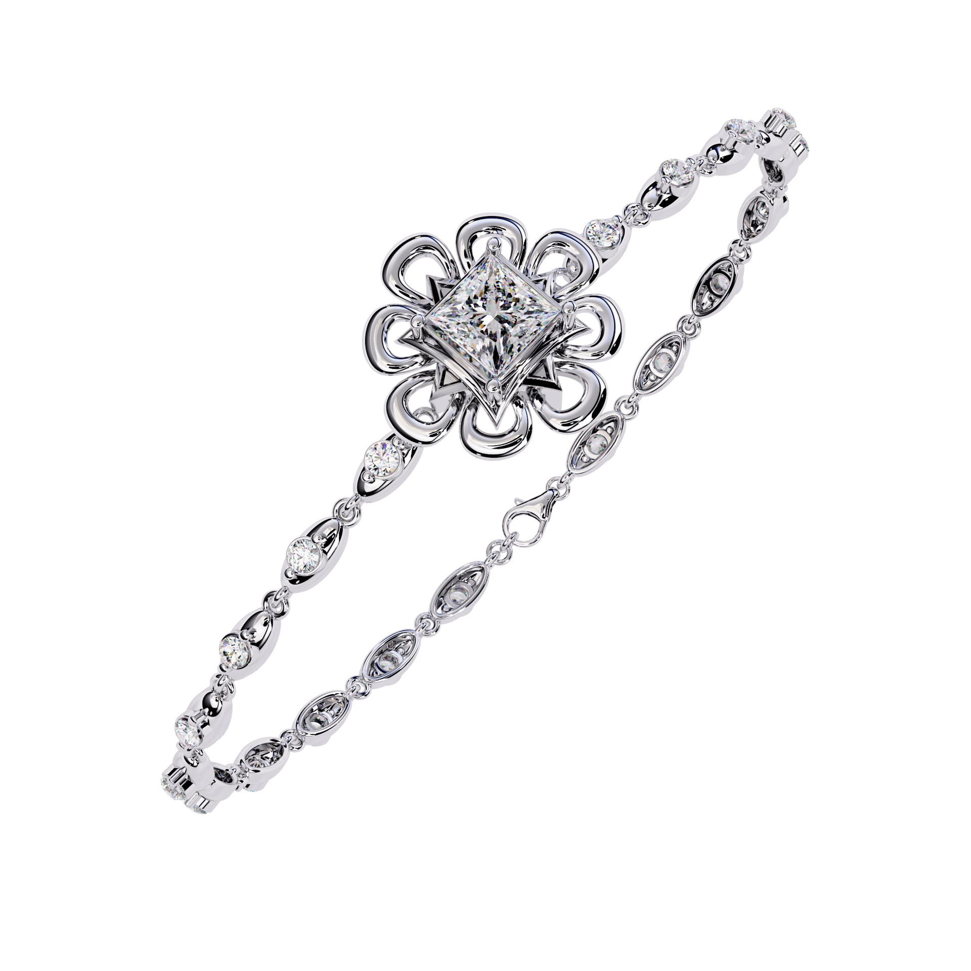 Princess-Cut Lab-grown Diamond Tennis Bracelet in 10K White Gold