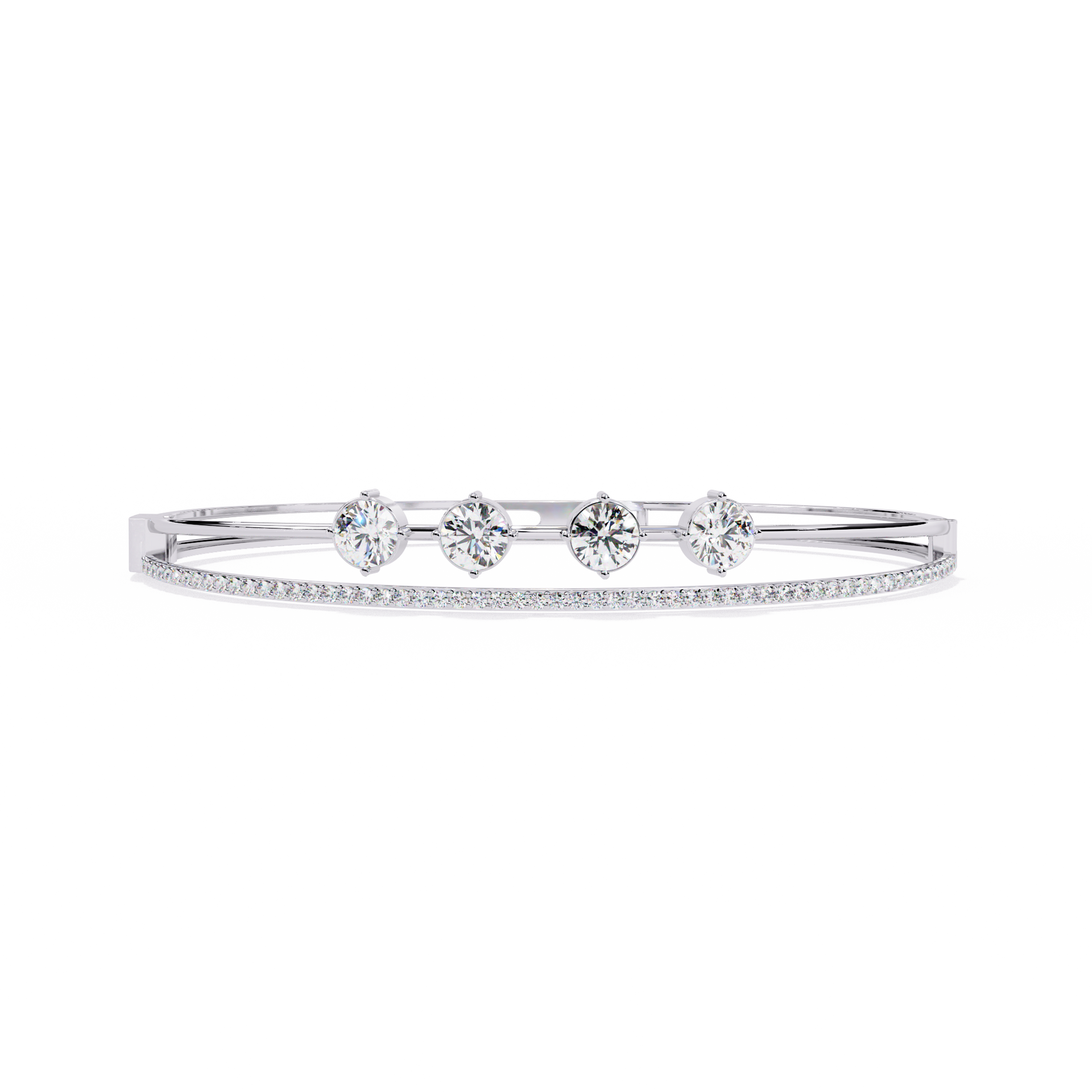 Round-Cut Lab-grown Diamond Bangles in 10K White Gold