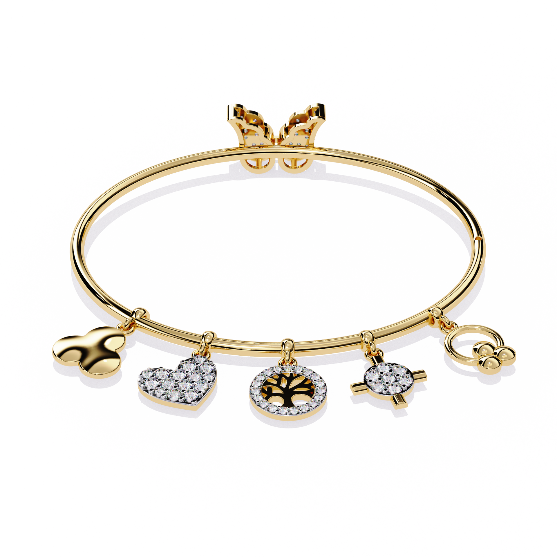 Round-Cut Lab-grown Diamond Antique Bangles in 10K White Gold