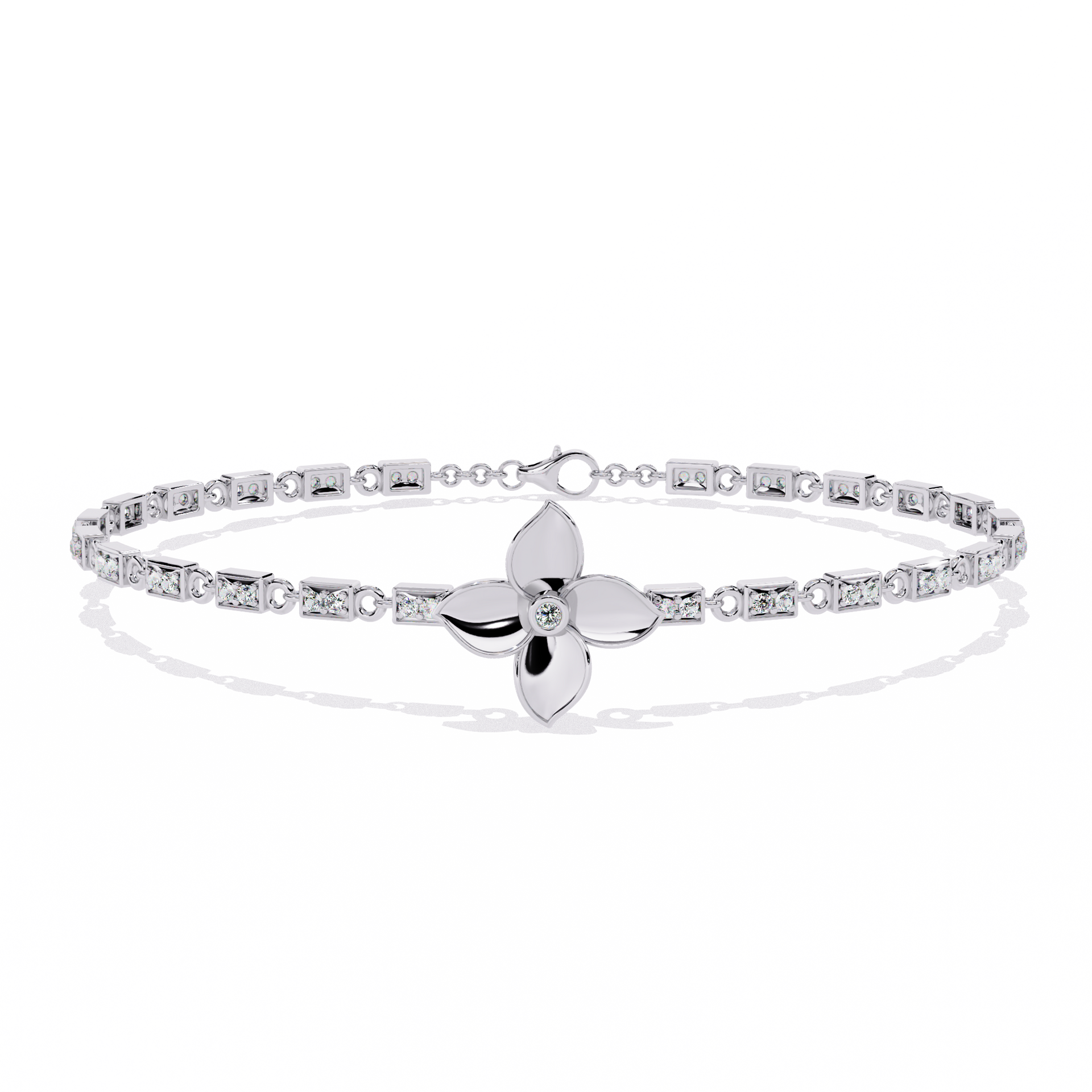 Round-Cut Lab-grown Diamond Tennis Bracelet in 10K White Gold