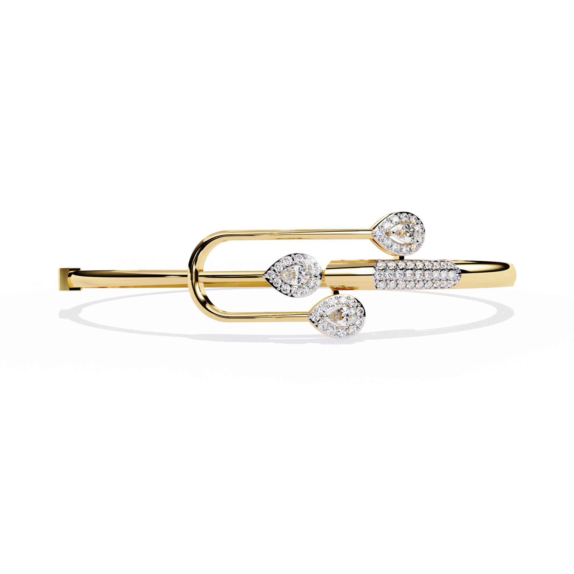 Pear-Cut Lab-grown Diamond Antique Bangles in 10K White Gold