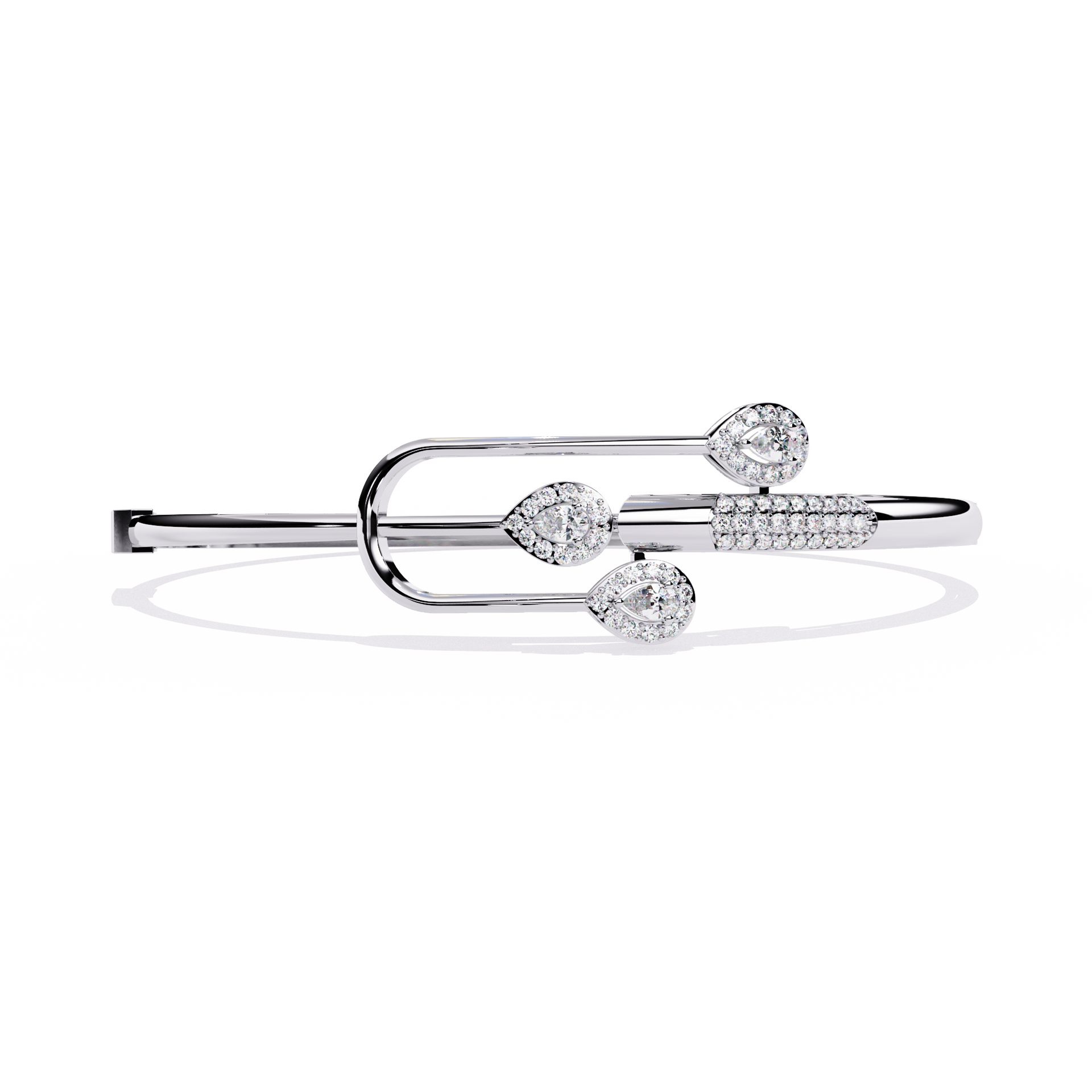 Pear-Cut Lab-grown Diamond Antique Bangles in 10K White Gold