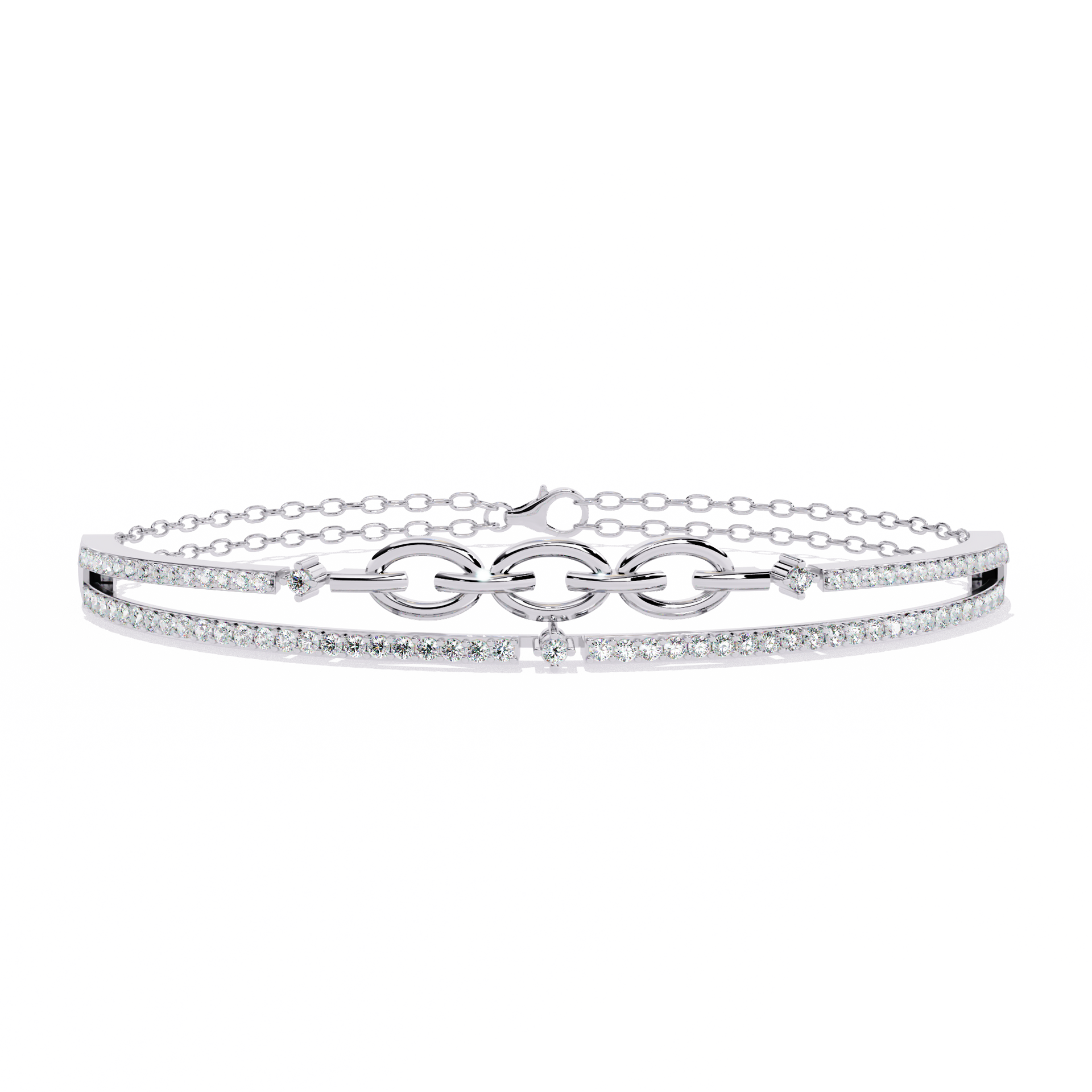 Round-Cut Lab-grown Diamond Cuff Bracelet in 10K White Gold