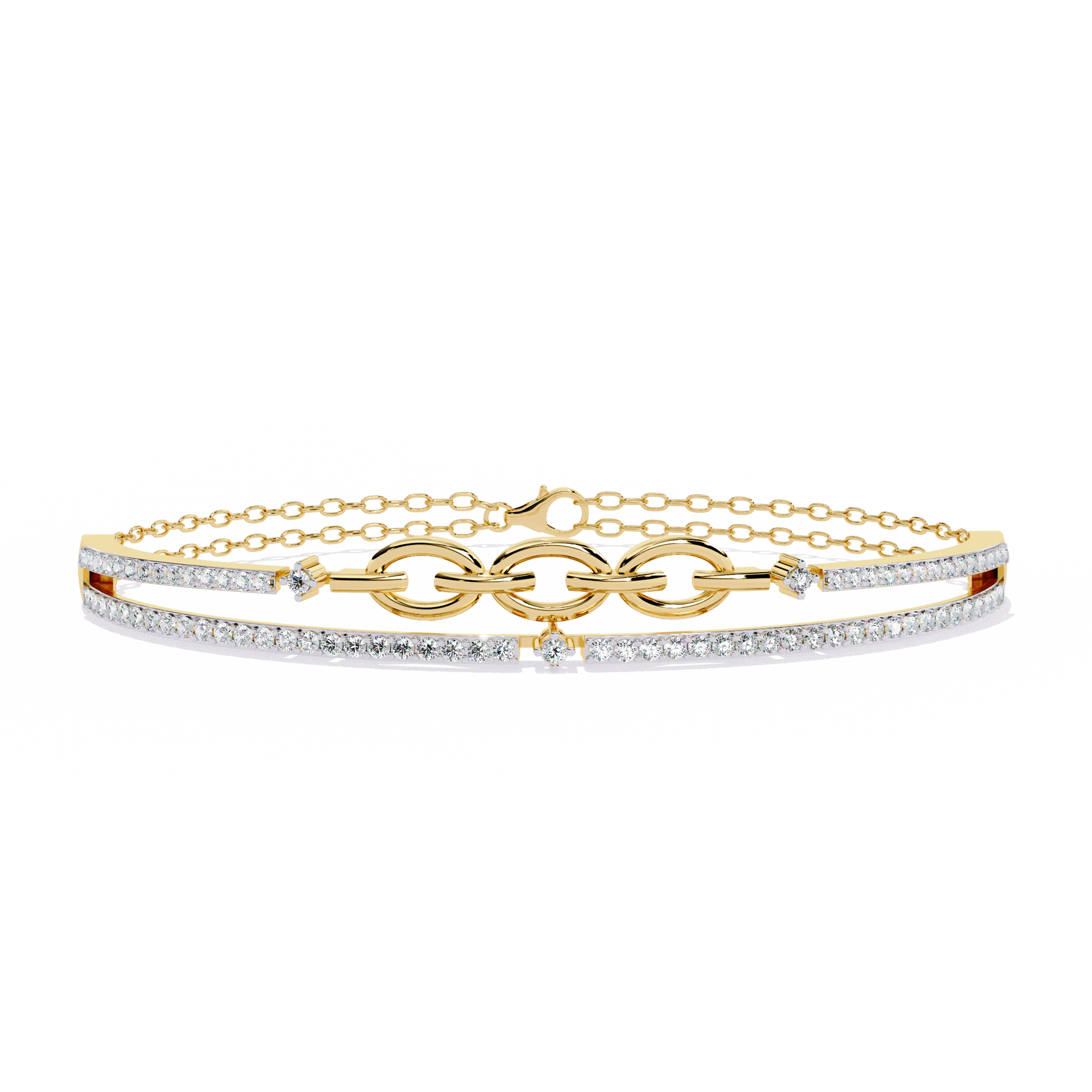 Round-Cut Lab-grown Diamond Cuff Bracelet in 10K White Gold