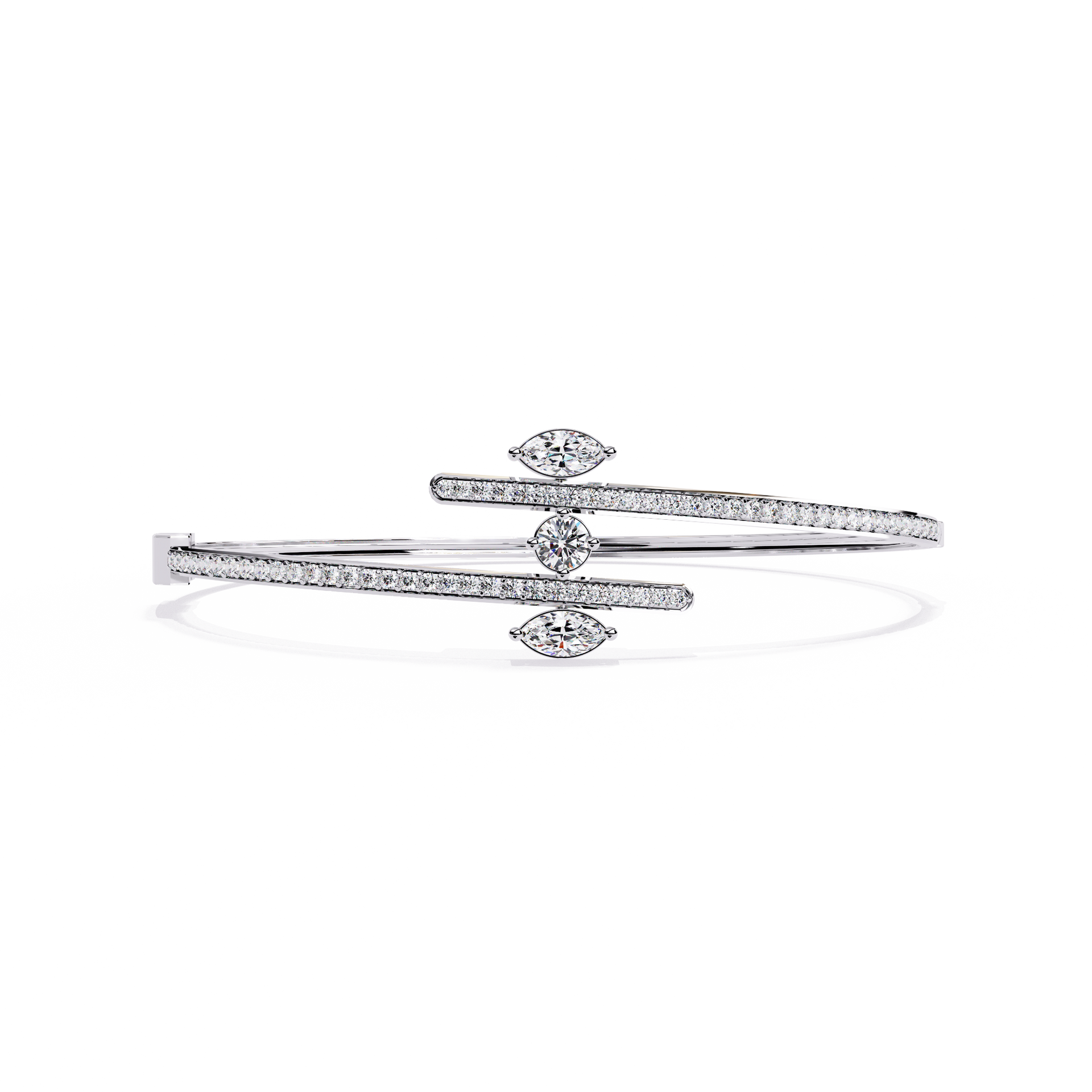 Marquise-Cut Lab-grown Diamond Bangles in 10K White Gold