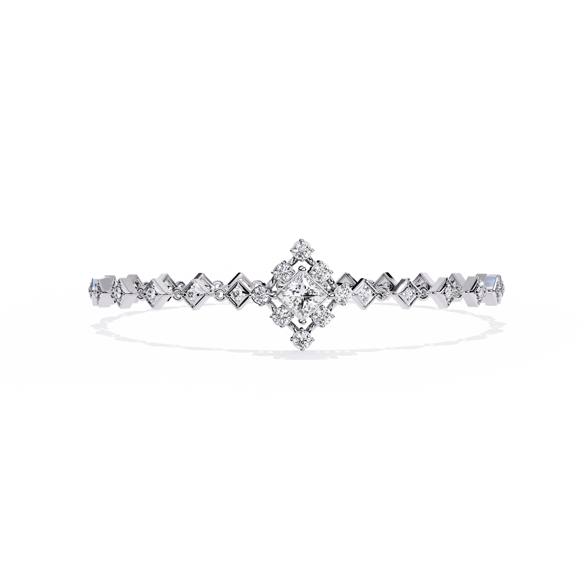 Princess-Cut Lab-grown Diamond Tennis Bracelet in 10K White Gold