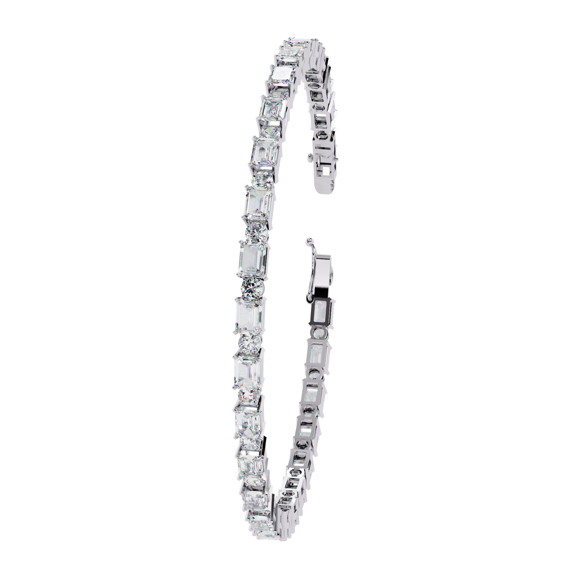 Emerald-Cut Lab-grown Diamond Tennis Bracelet in 10K White Gold