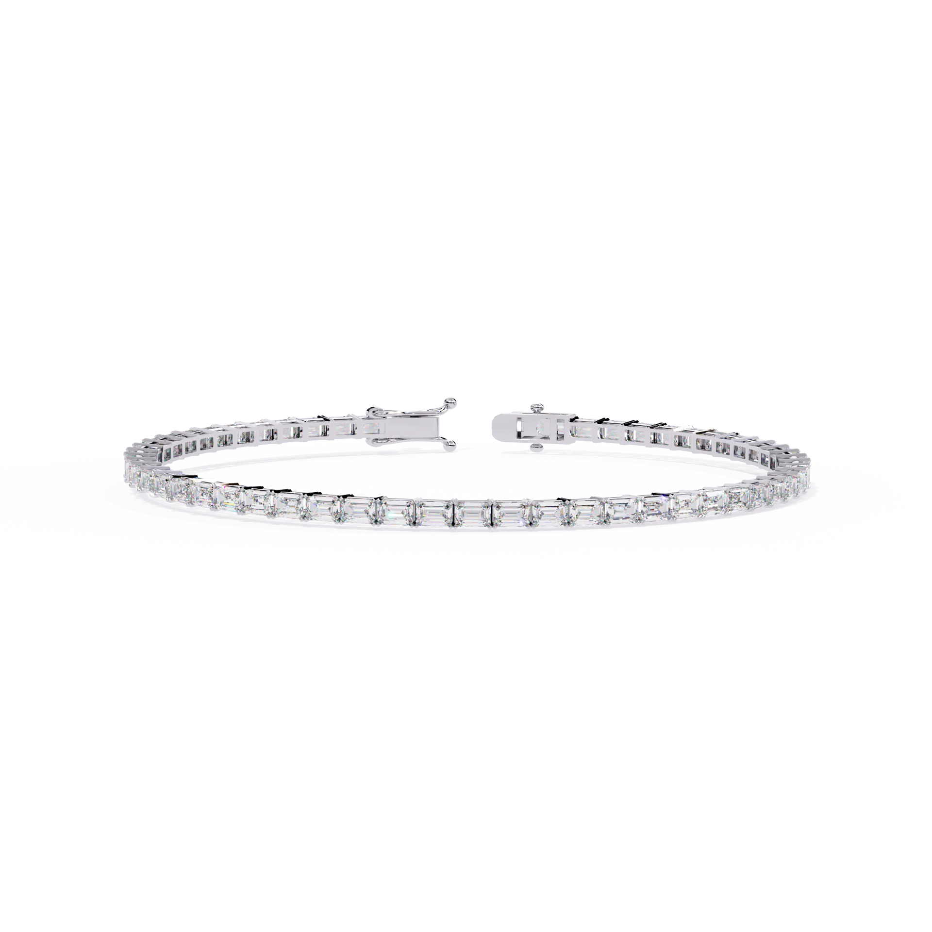 Emerald-Cut Lab-grown Diamond Tennis Bracelet in 10K White Gold
