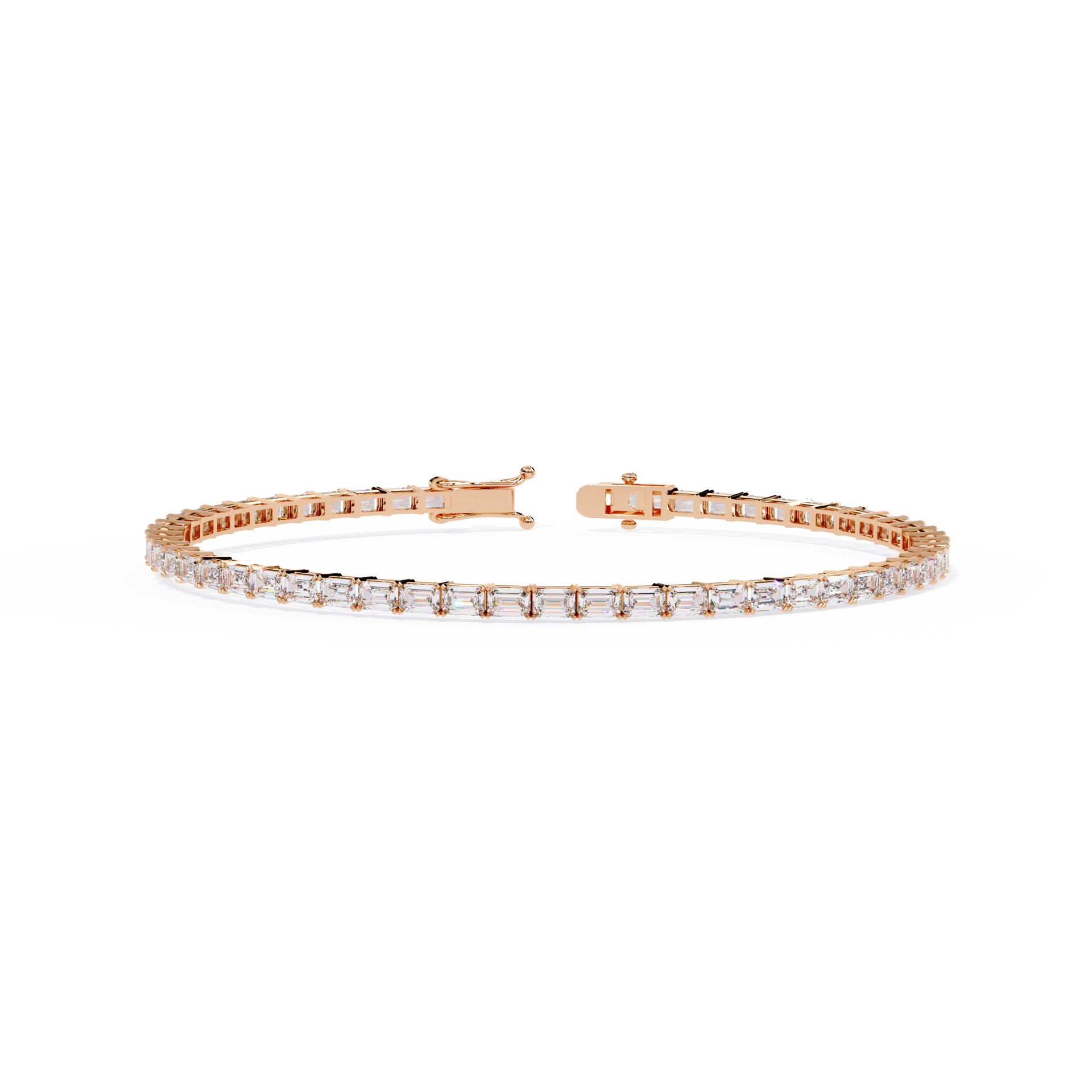 Emerald-Cut Lab-grown Diamond Tennis Bracelet in 10K White Gold