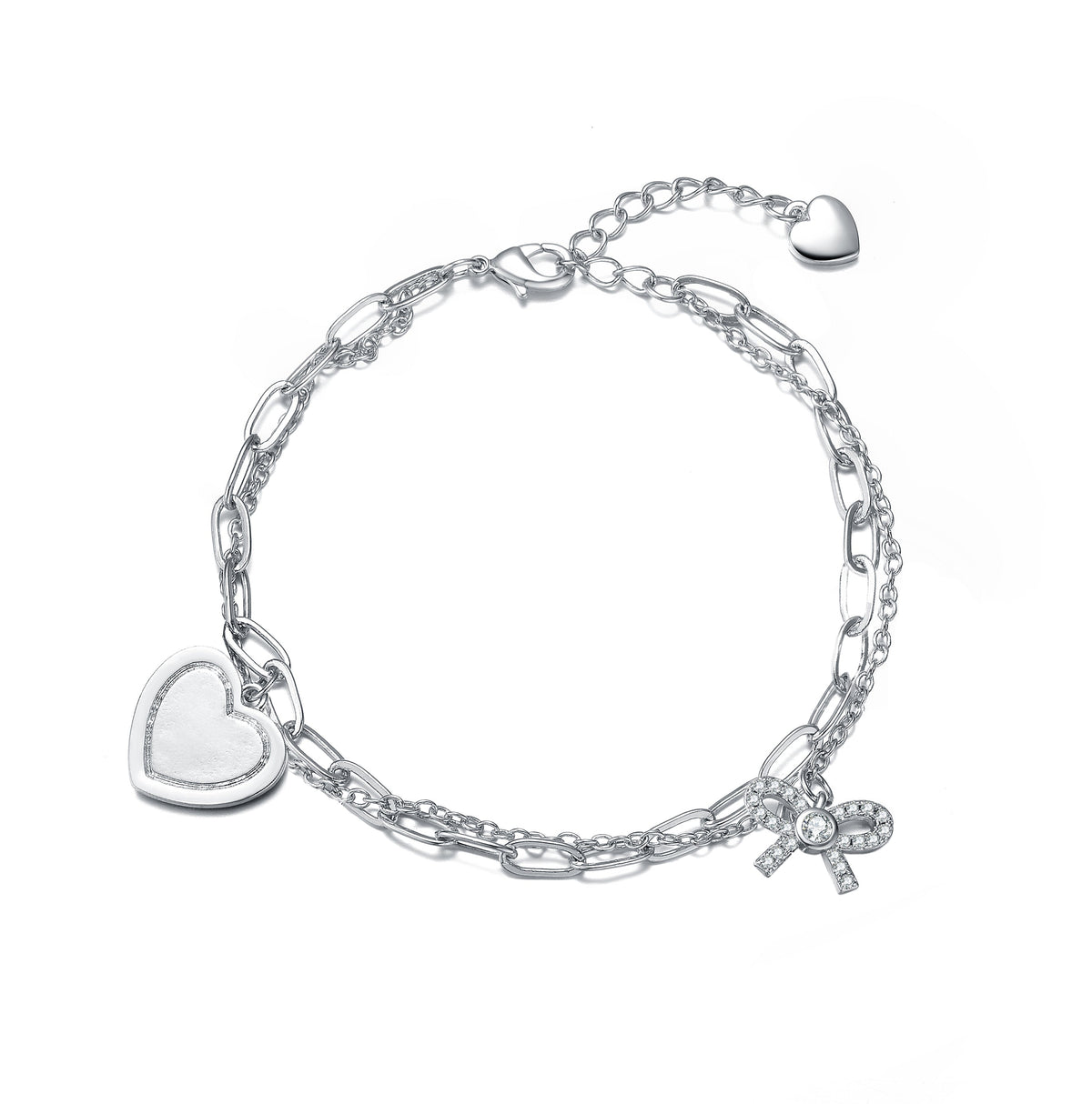 Louise Clip Chains Heart and Bow Charms Bracelet