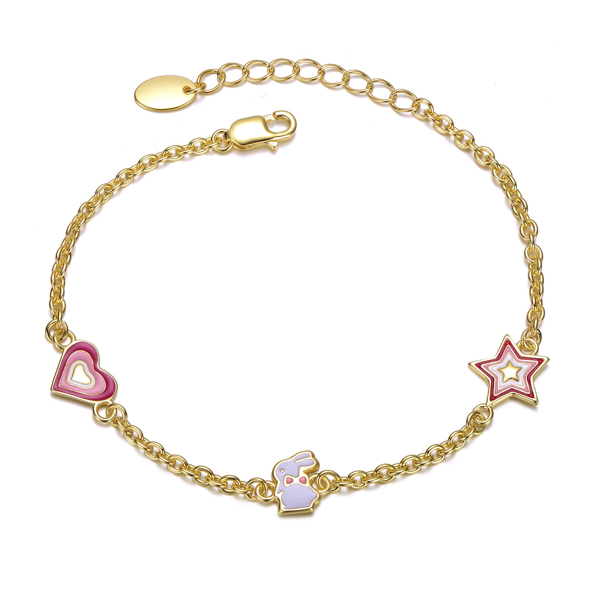 Sabine Heart, Star, and Bunny Charm Bracelet