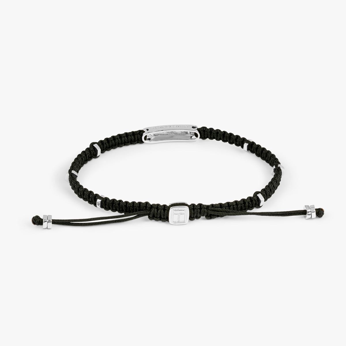 Baton Bracelet in Black Macramé and Sterling Silver