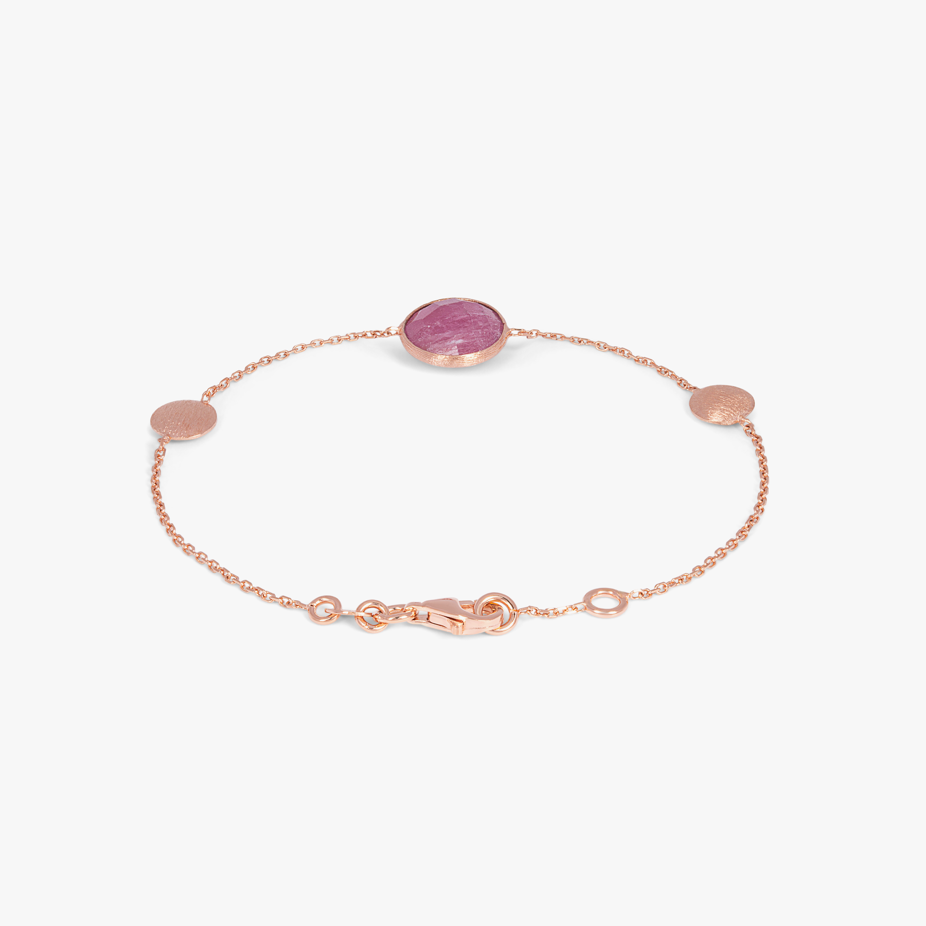 Kensington Bracelet in 14K Satin Rose Gold with Ruby Root