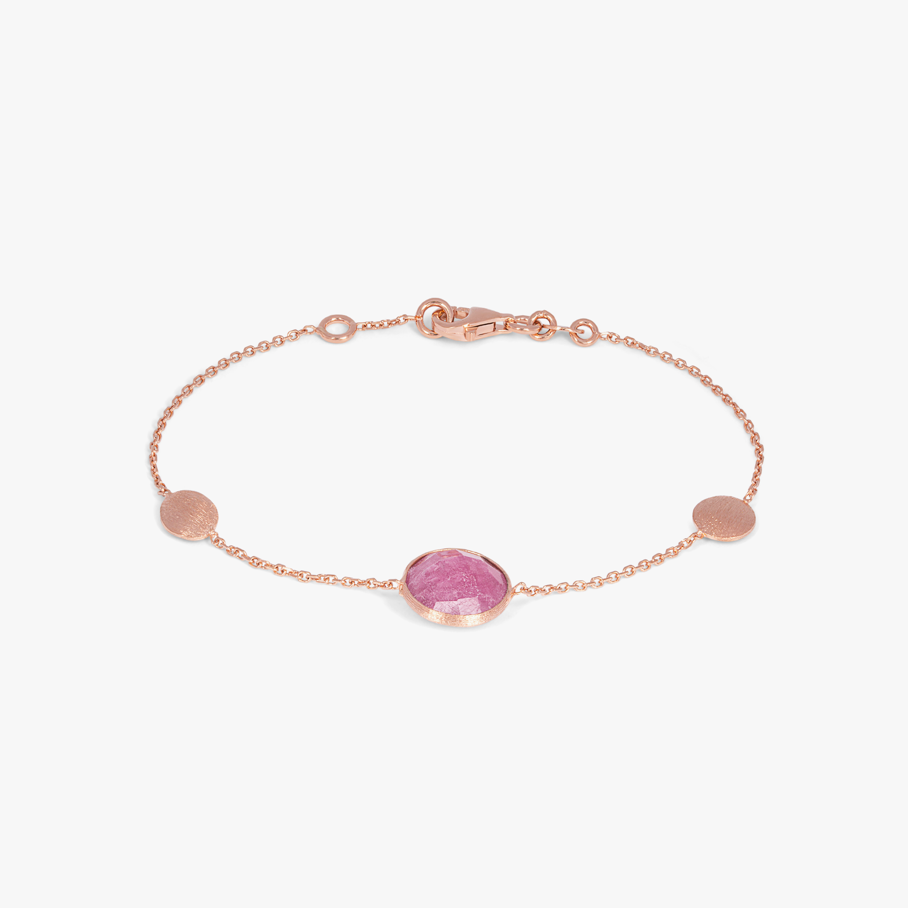 Kensington Bracelet in 14K Satin Rose Gold with Ruby Root