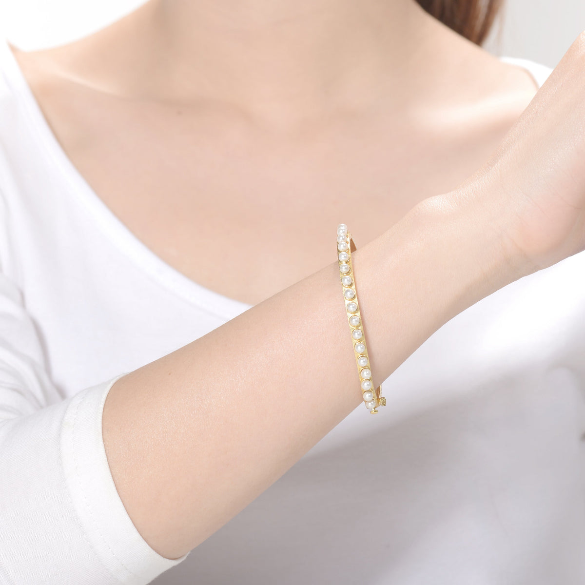 Delphine Couture Pearl Bangle Bracelet