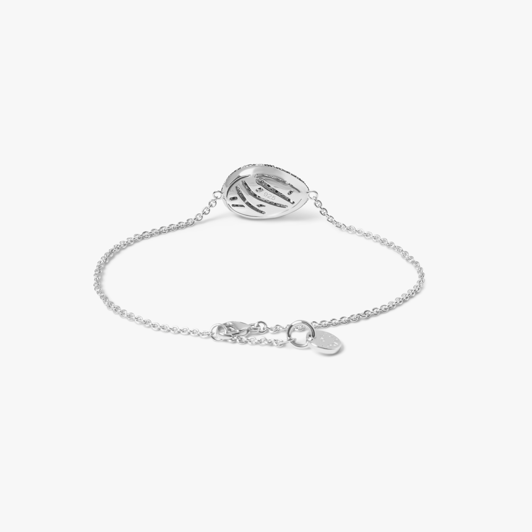 Pebble Bracelet In Sterling Silver with Black and White Diamonds