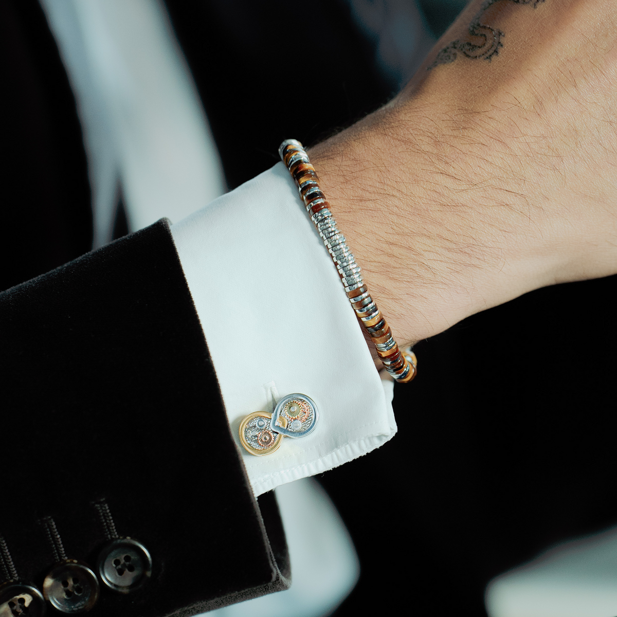 Constellation Beaded Bracelet in Tiger Eye With Sterling Silver