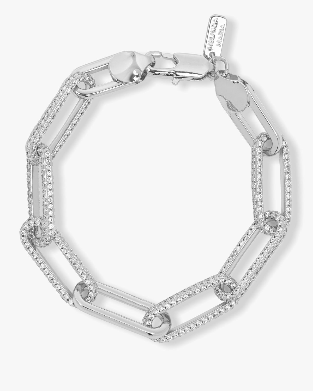 Carrie Pavé Chain Link Bracelet 8mm - Silver|White Diamondettes