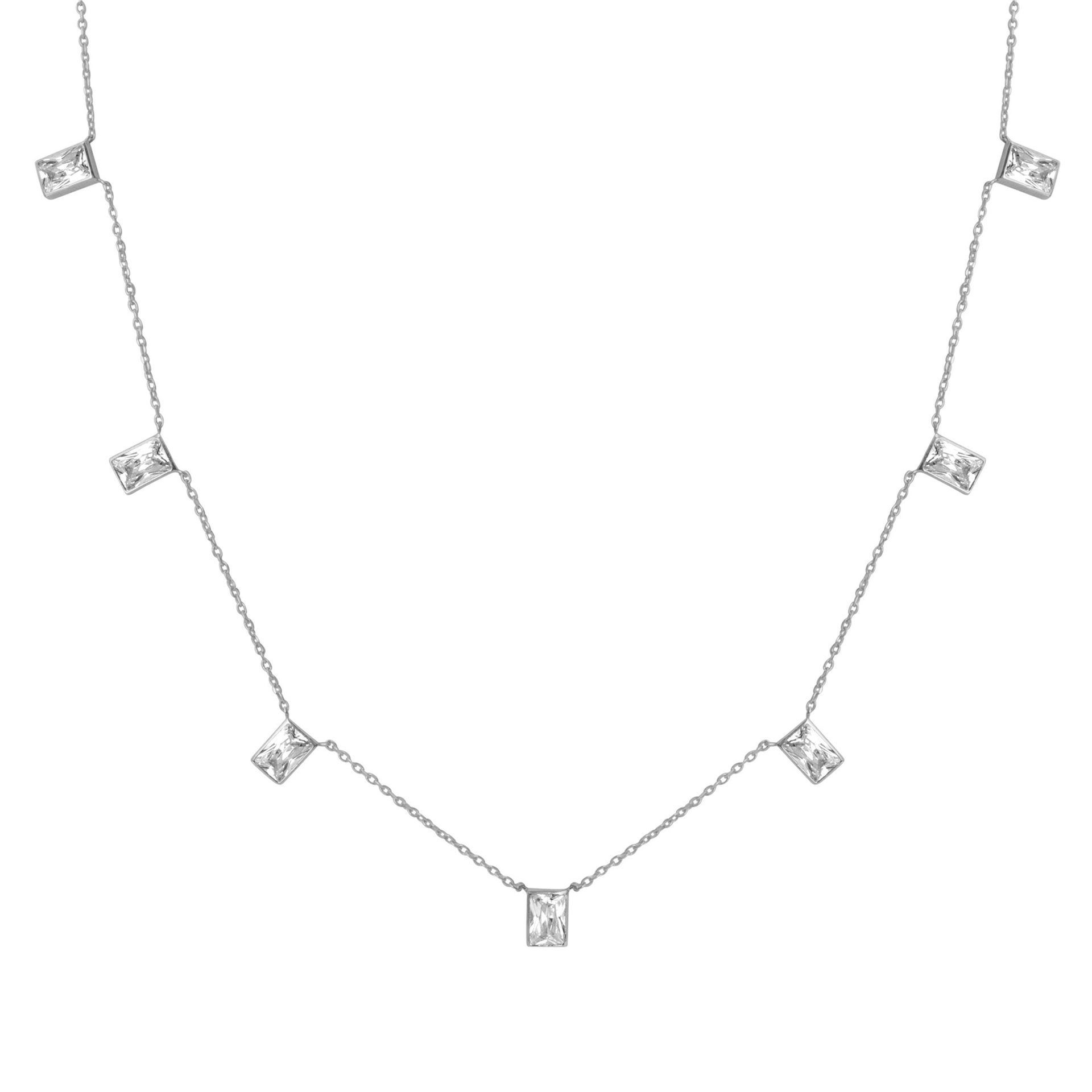 Brooke Baguette Necklace Silver