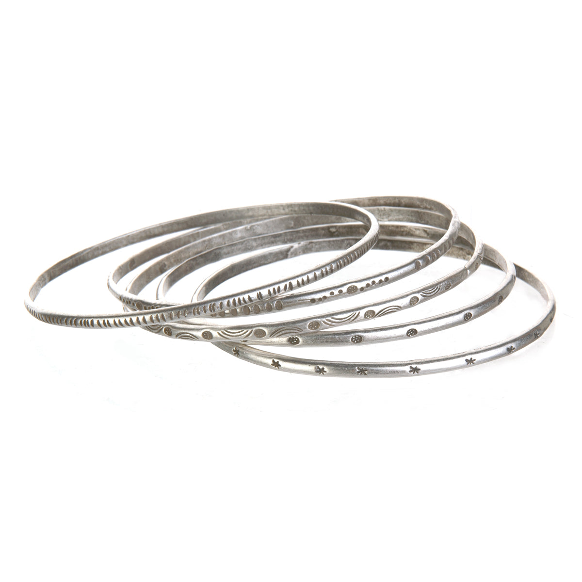 美品 LORO line bangle 01 silver Silver Etched Bracelet Bangle - Melody