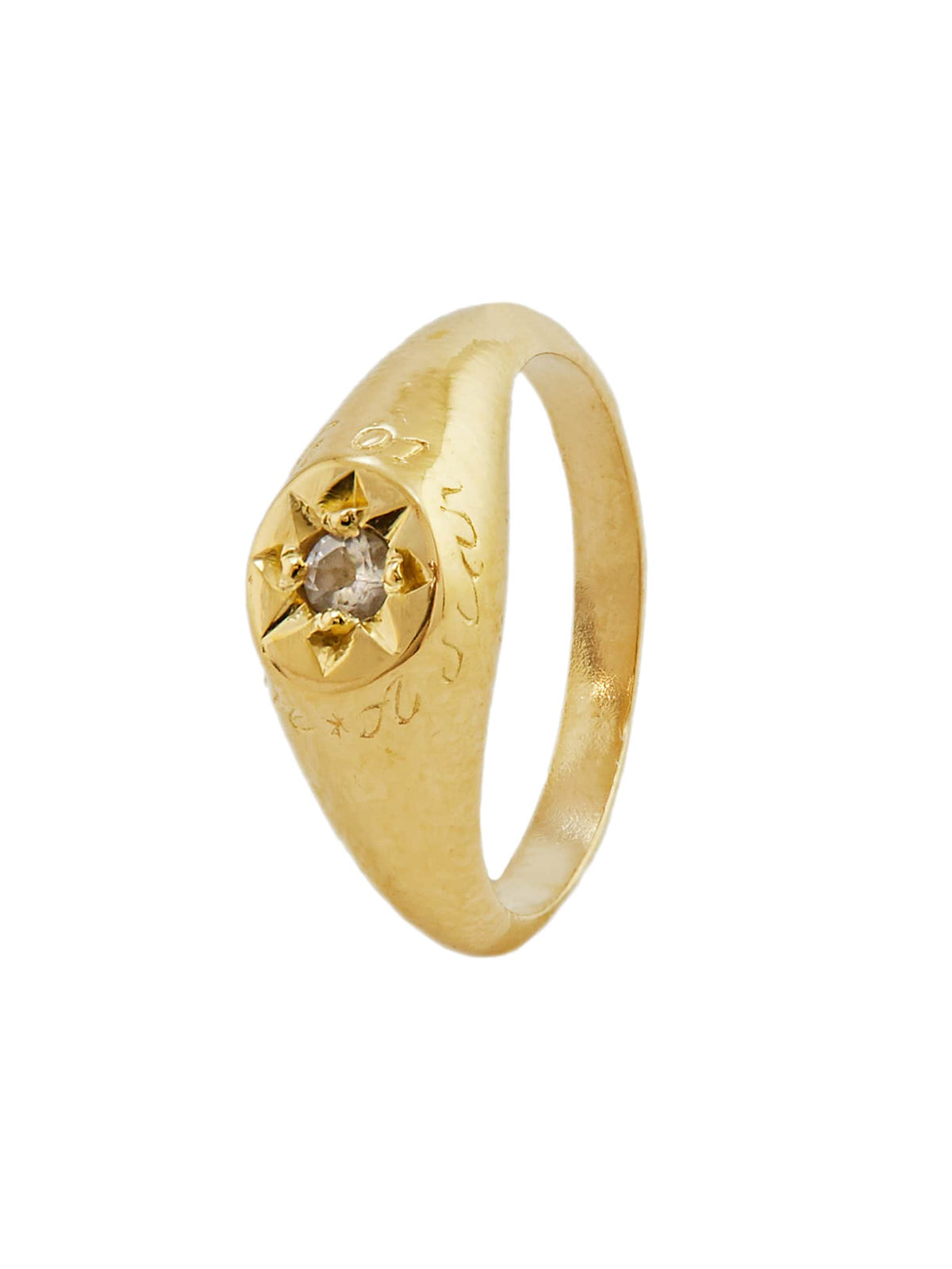 White Topaz Signet Ring with 'A Star to Guide Me' Engraving