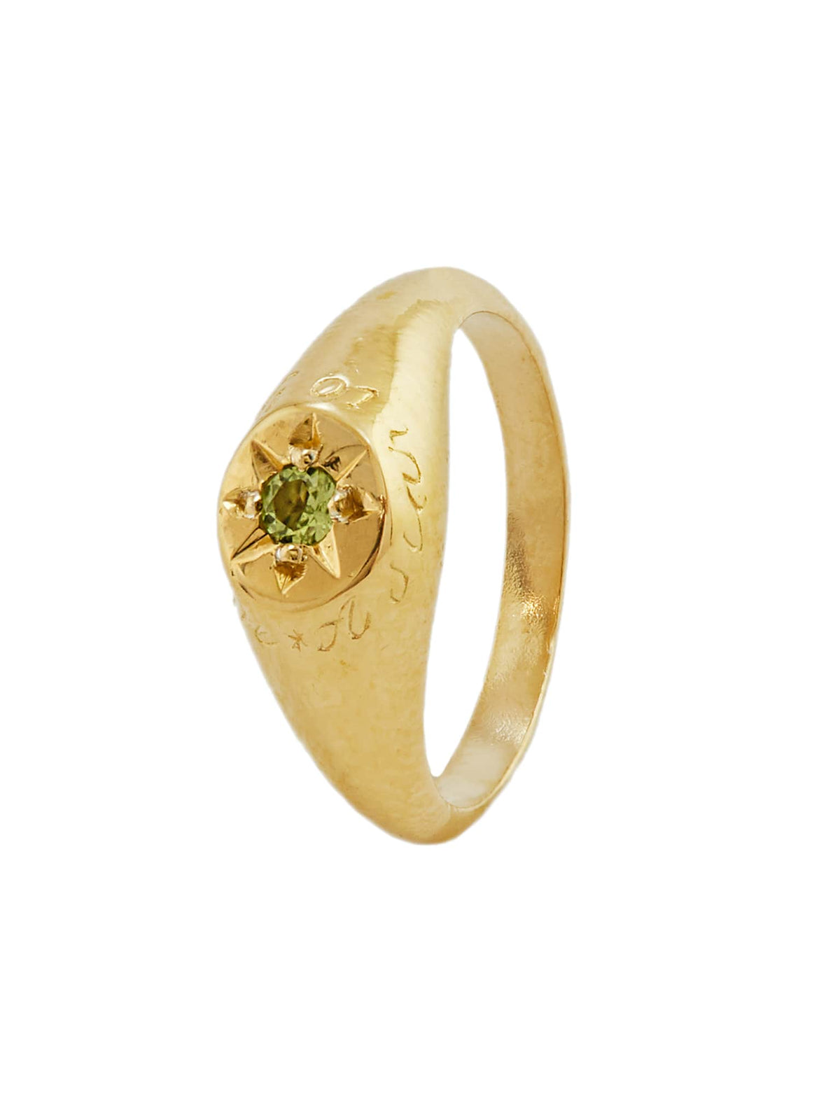 Peridot Signet Ring with 'A Star to Guide Me' Engraving