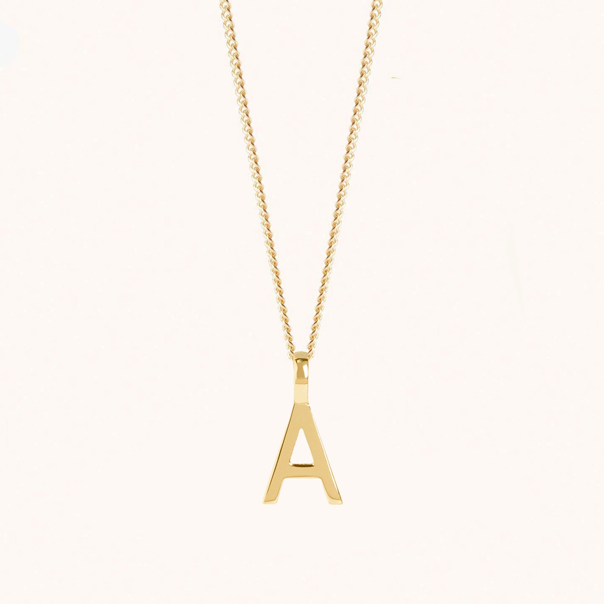 Letter Necklace with Curb Chain Gold