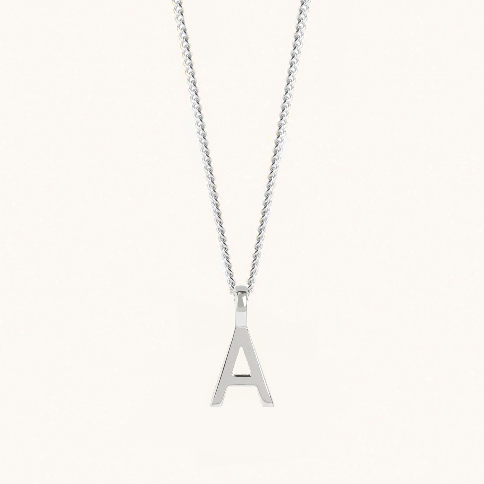 Letter Necklace with Curb Chain Silver