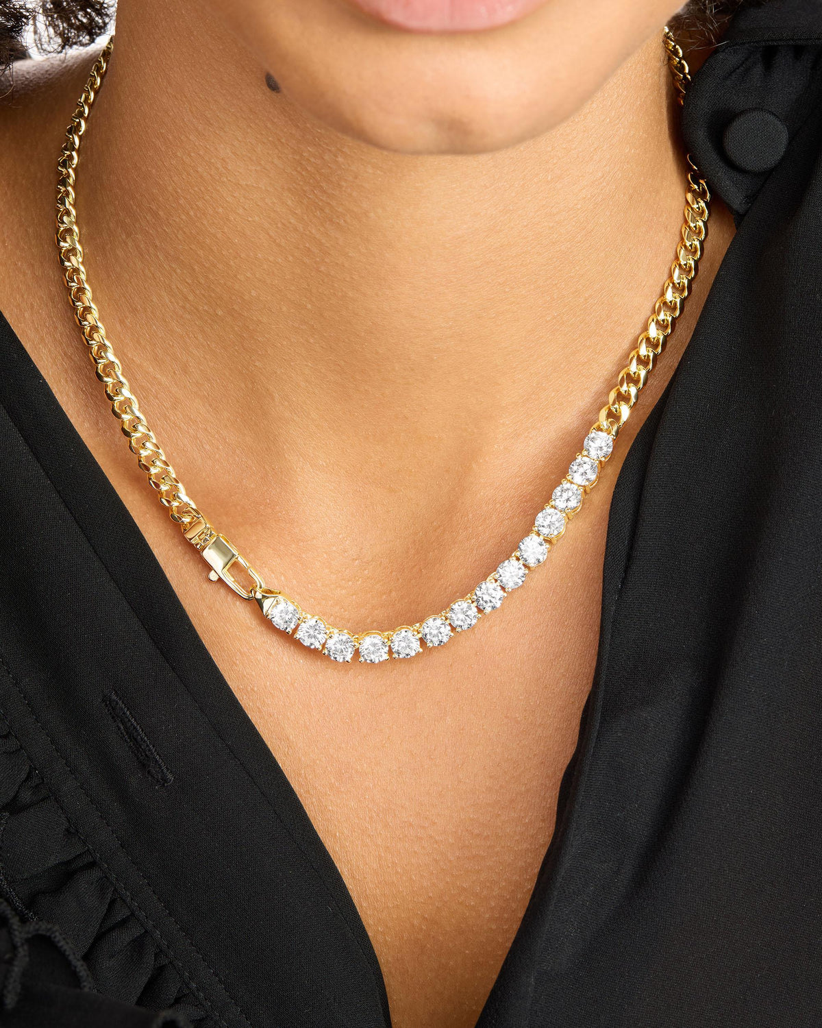 Julian REALLY Loves Diamonds Necklace 5mm - Gold|White Diamondettes