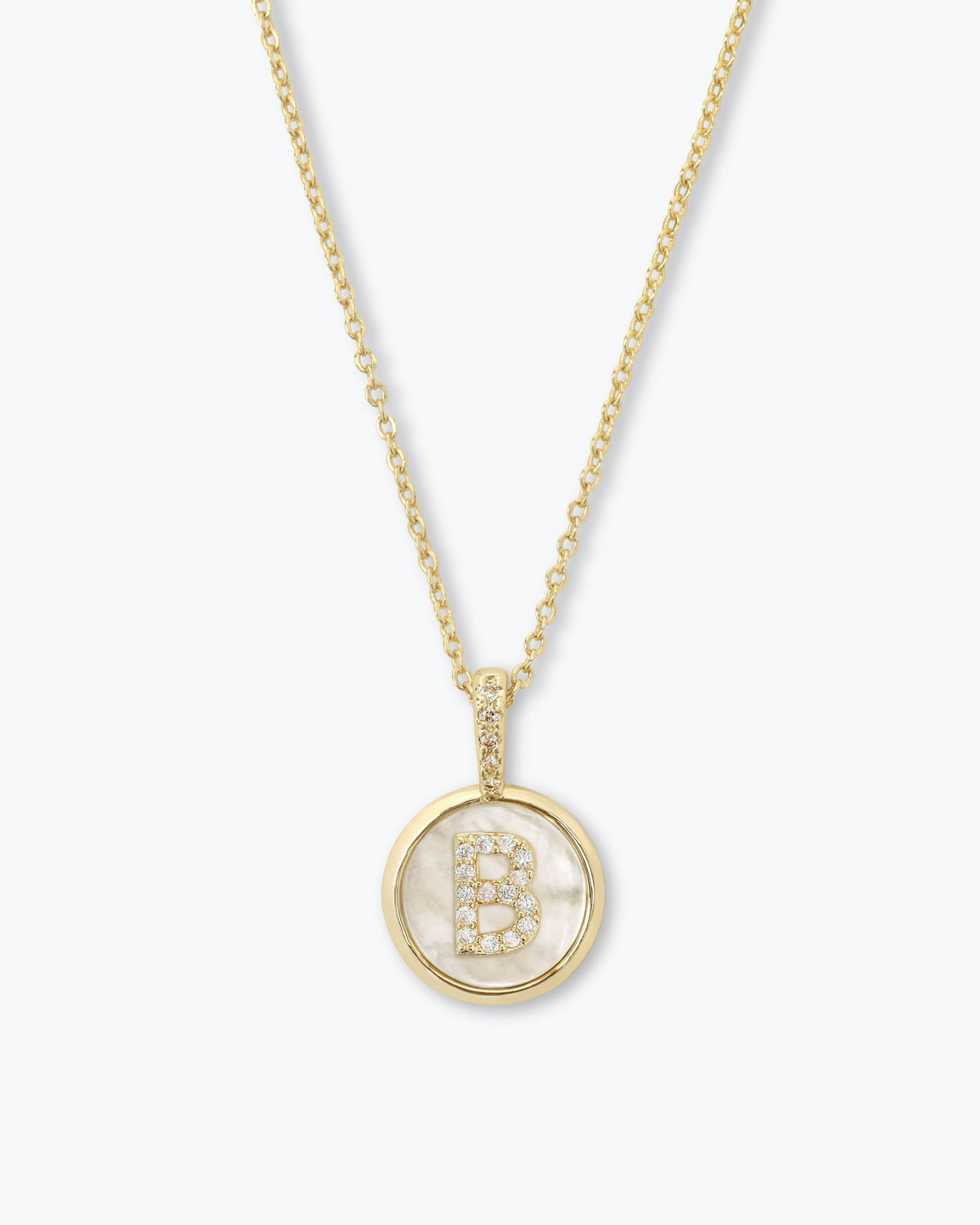 Love Letters Medallion Necklace 12mm - Gold|White Diamondettes