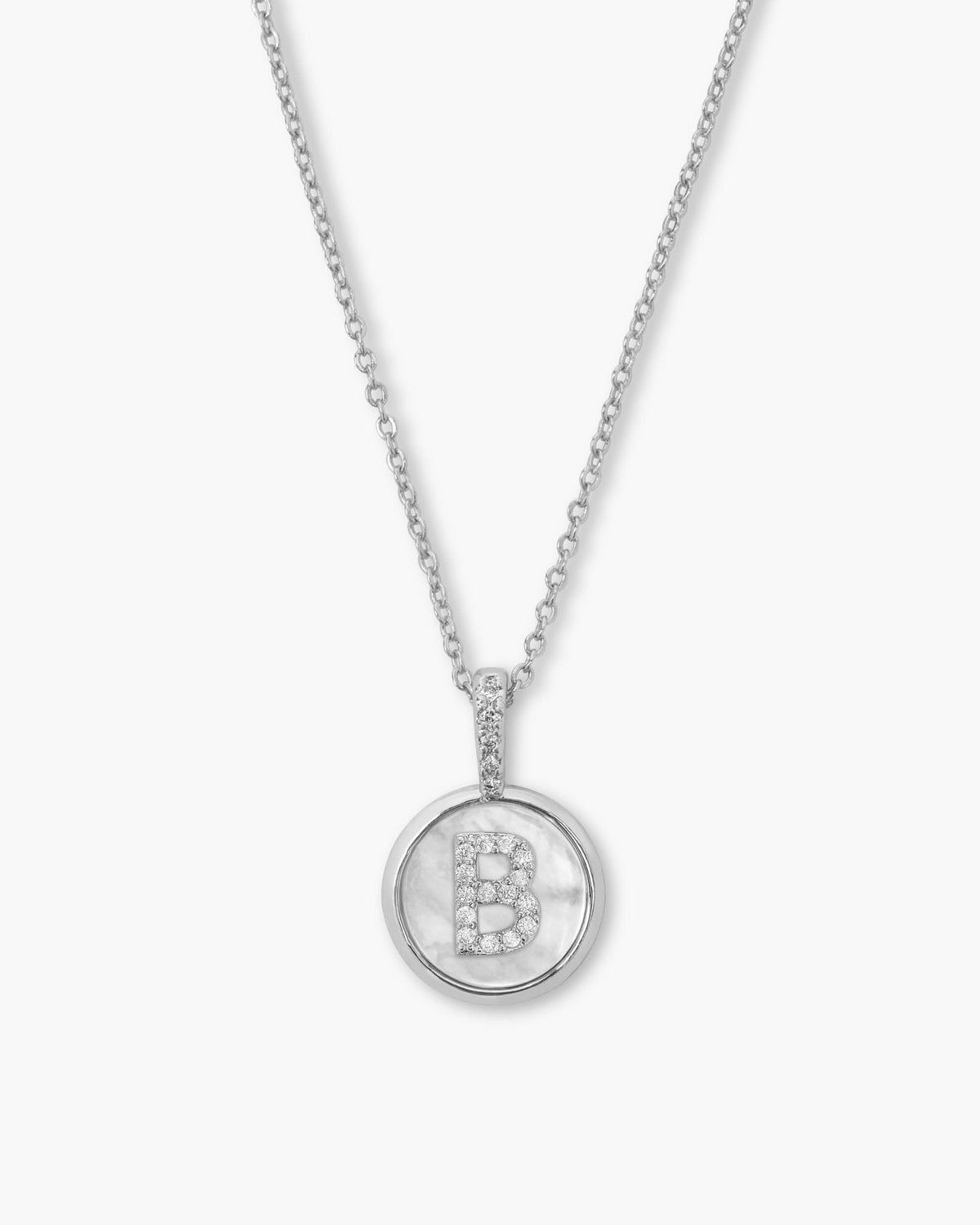 Love Letters Medallion Necklace 12mm - Silver|White Diamondettes