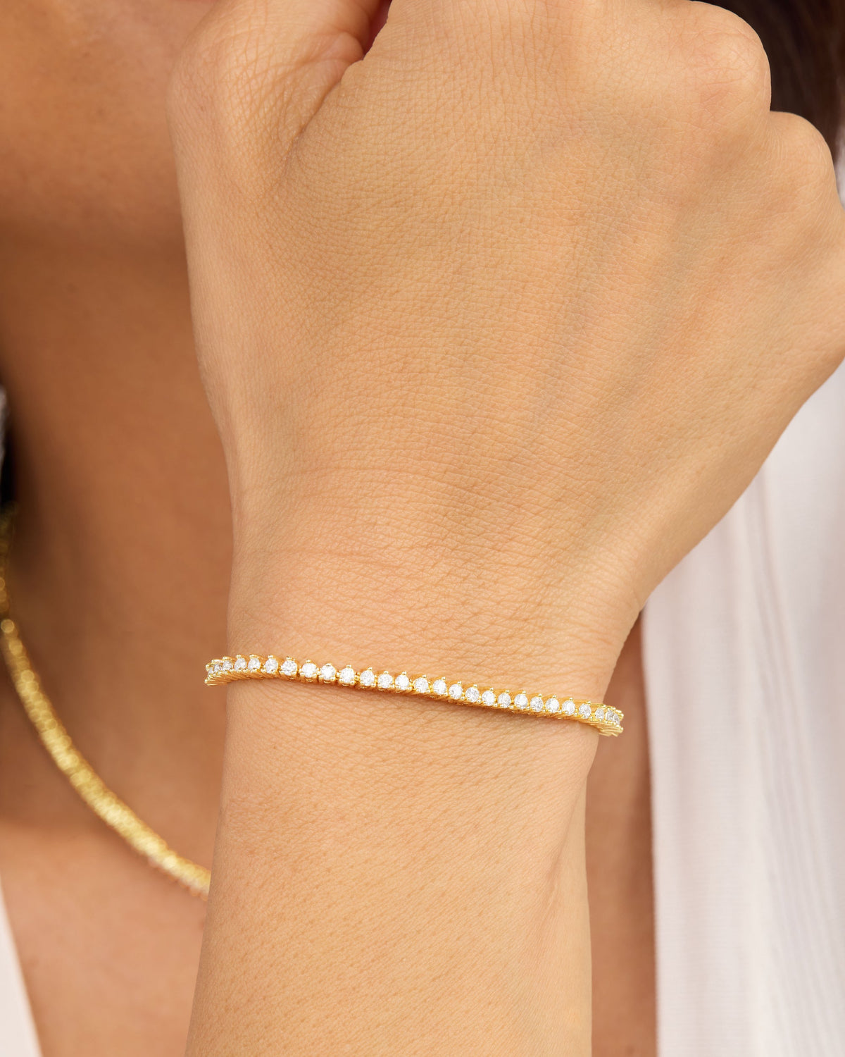Not Your Basic Tennis Bracelet 2mm - Gold|White Diamondettes