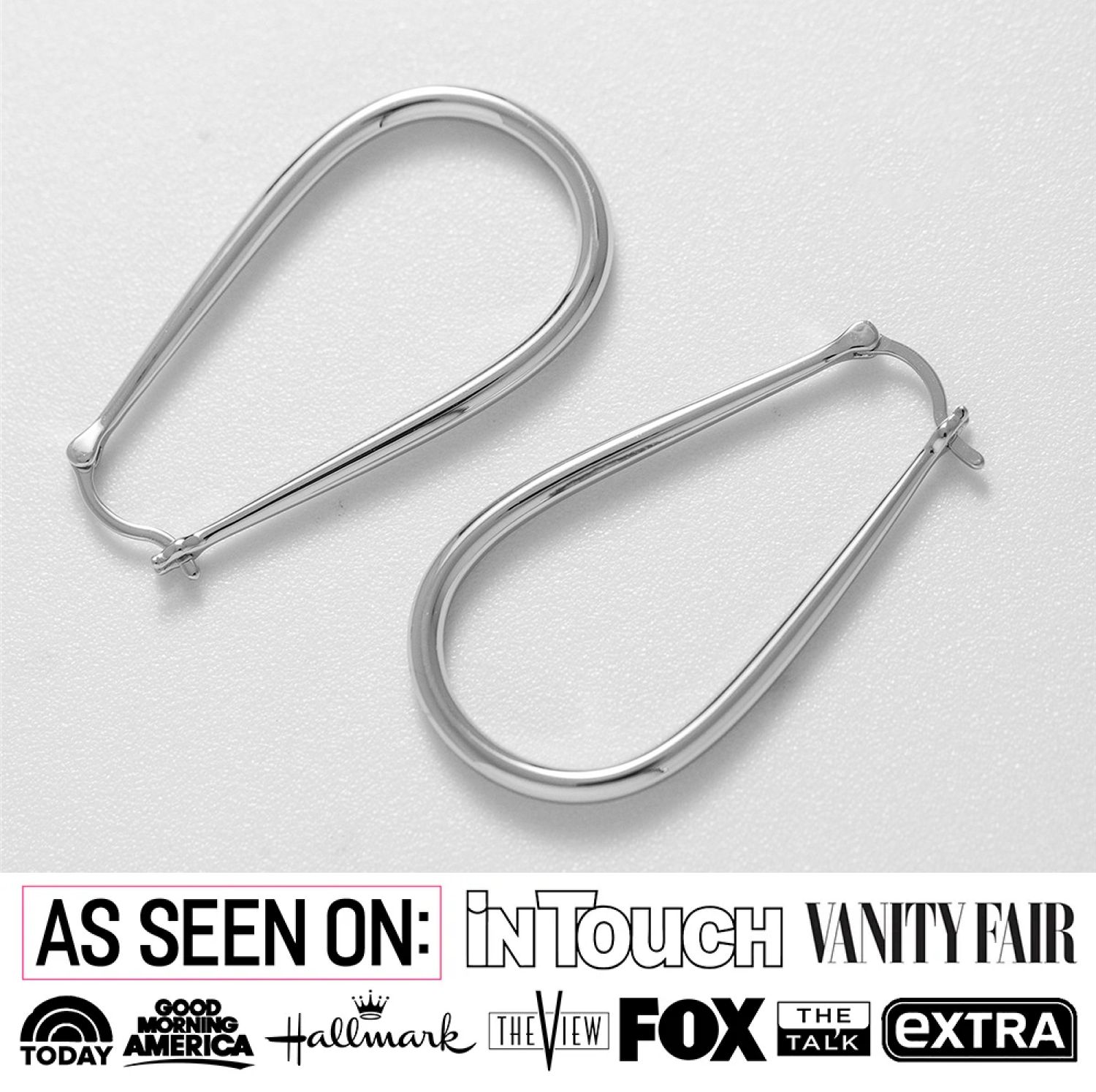 Beatrice 18k White Gold Plated U-Shaped Hoop Earrings