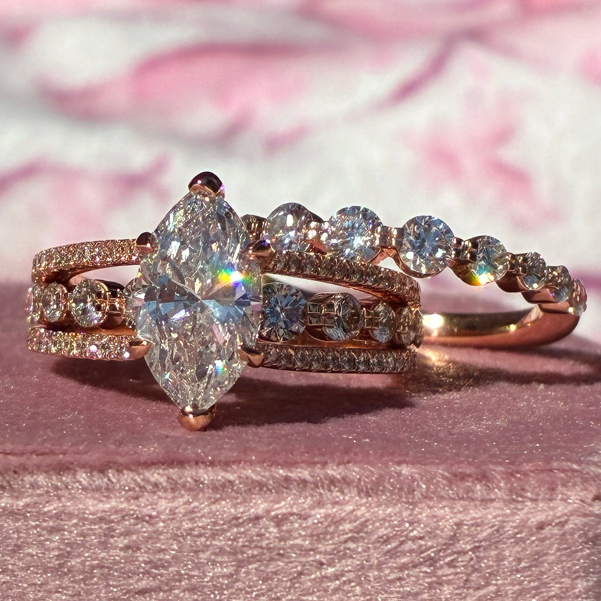 Bianca Marquise Three Row Diamond Engagement Ring