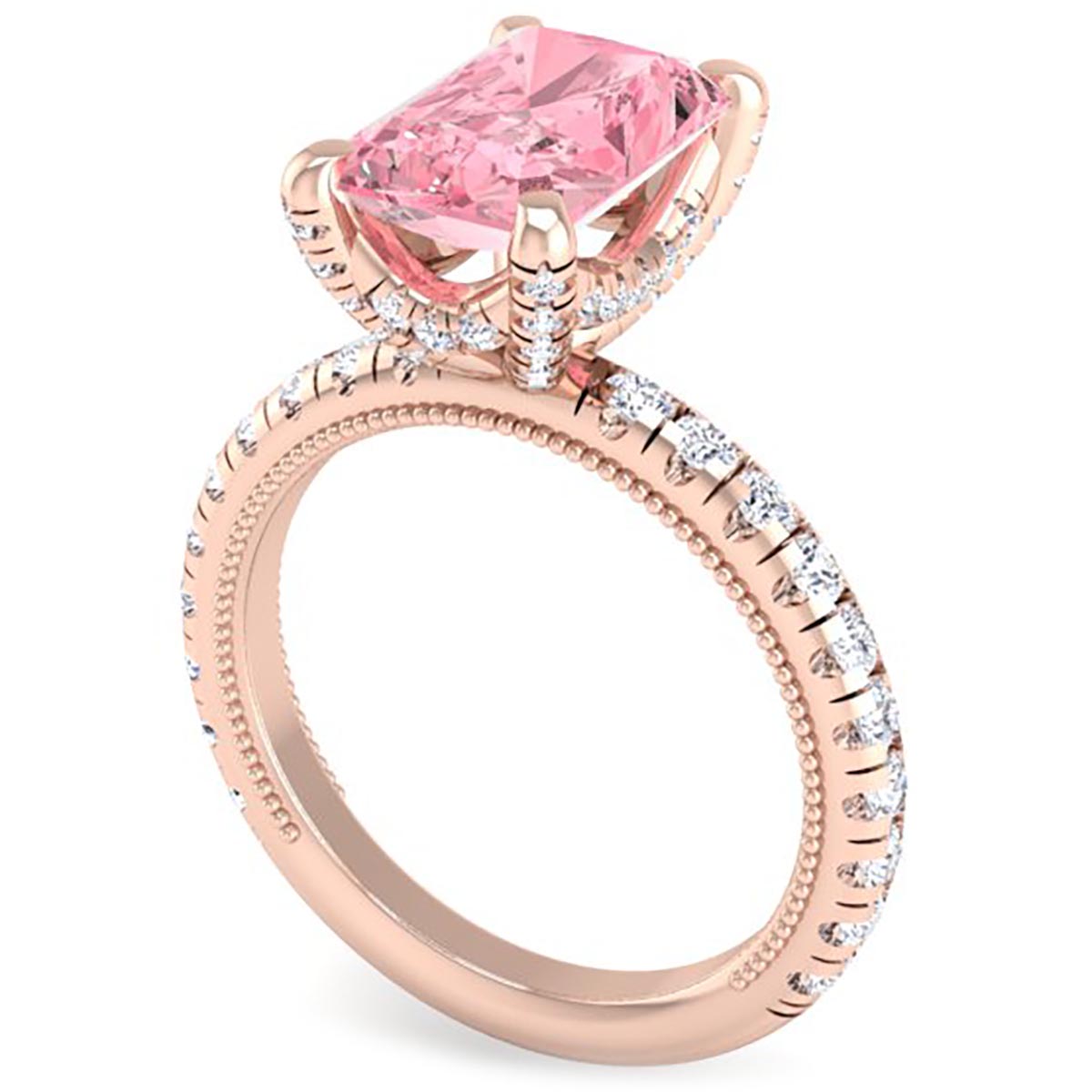 Orion Pink Diamond Radiant Cut Engagement Ring