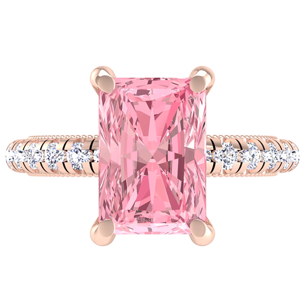 Orion Pink Diamond Radiant Cut Engagement Ring