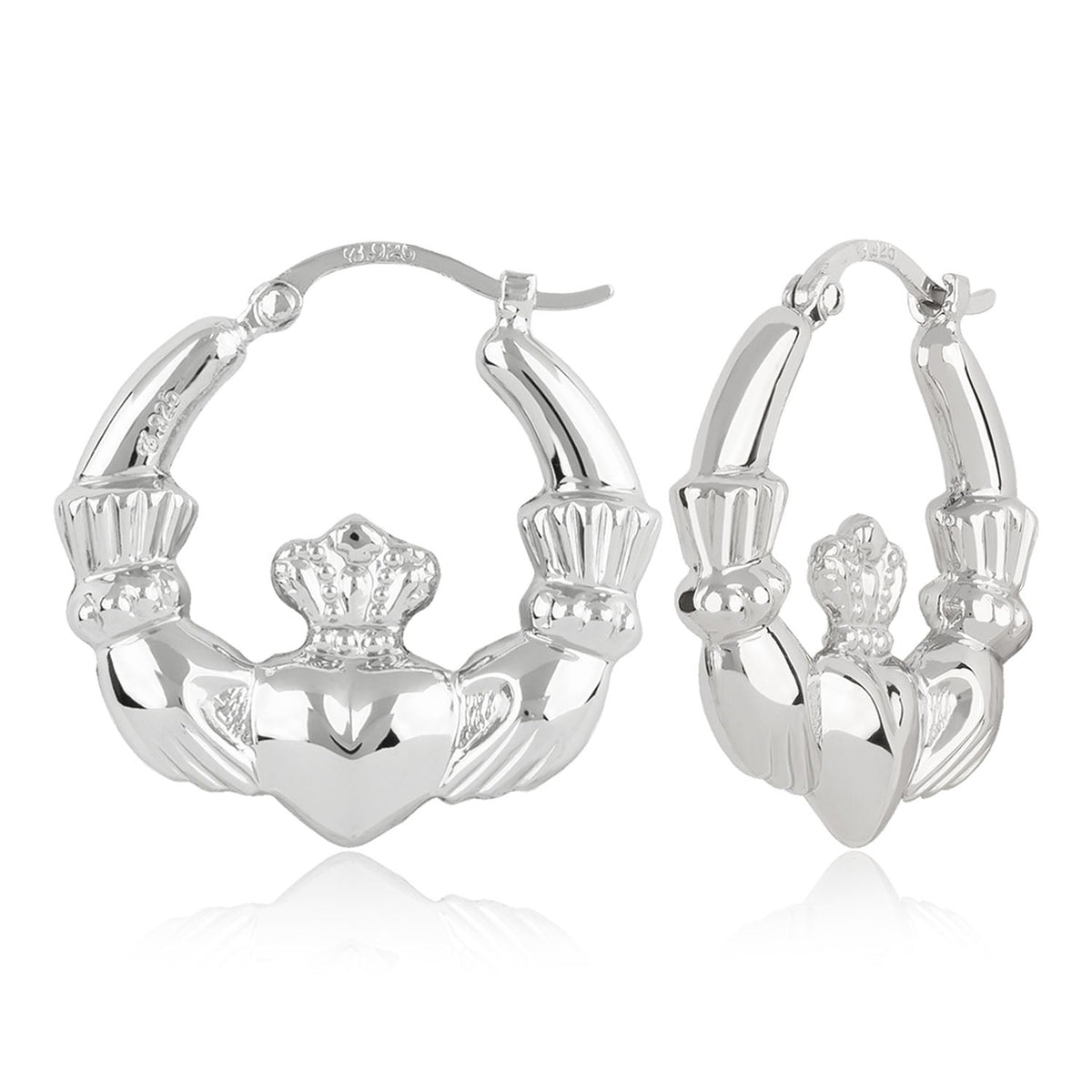 Sterling Silver Claddagh Hoop Earrings