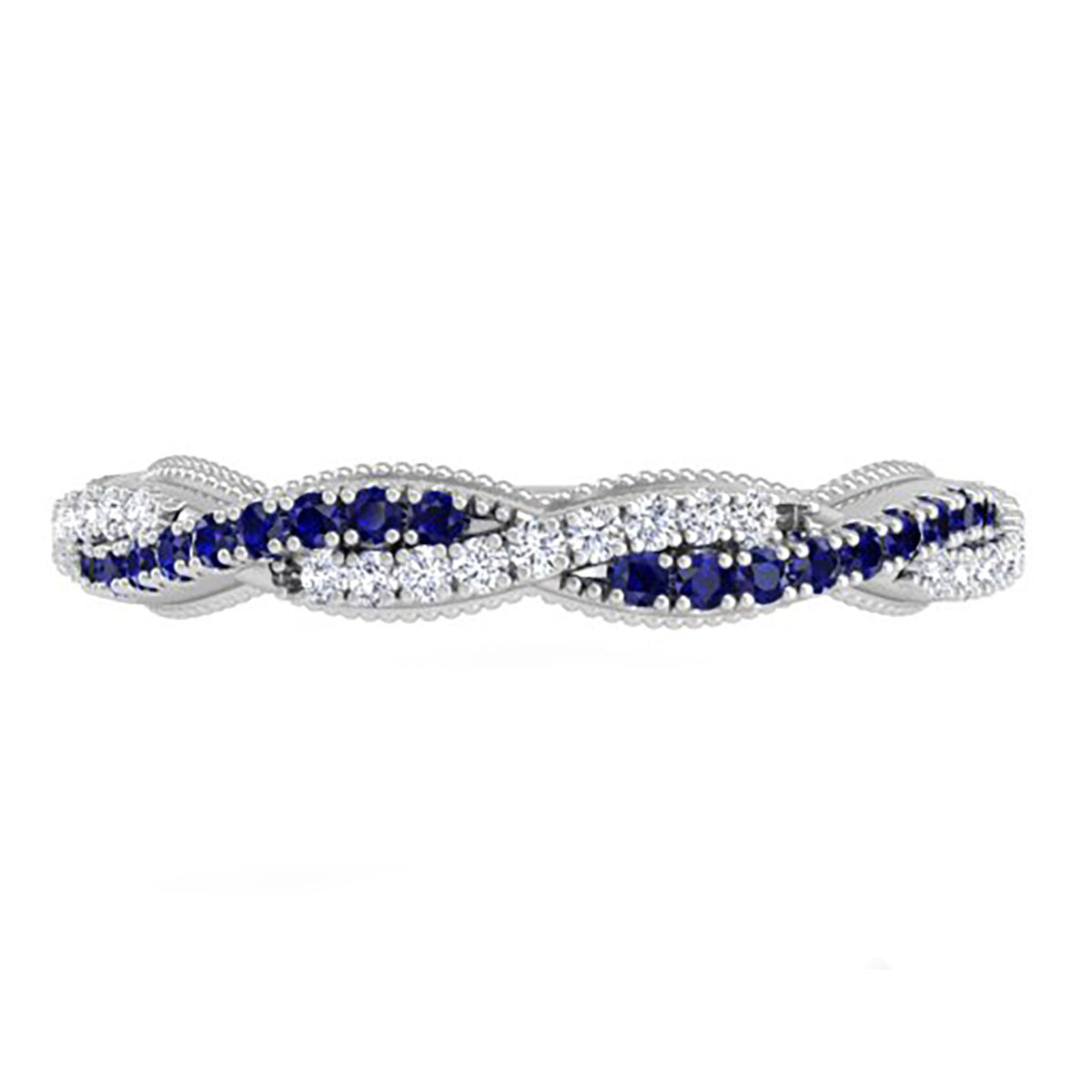 Luna Twist Blue Sapphire Wedding Band