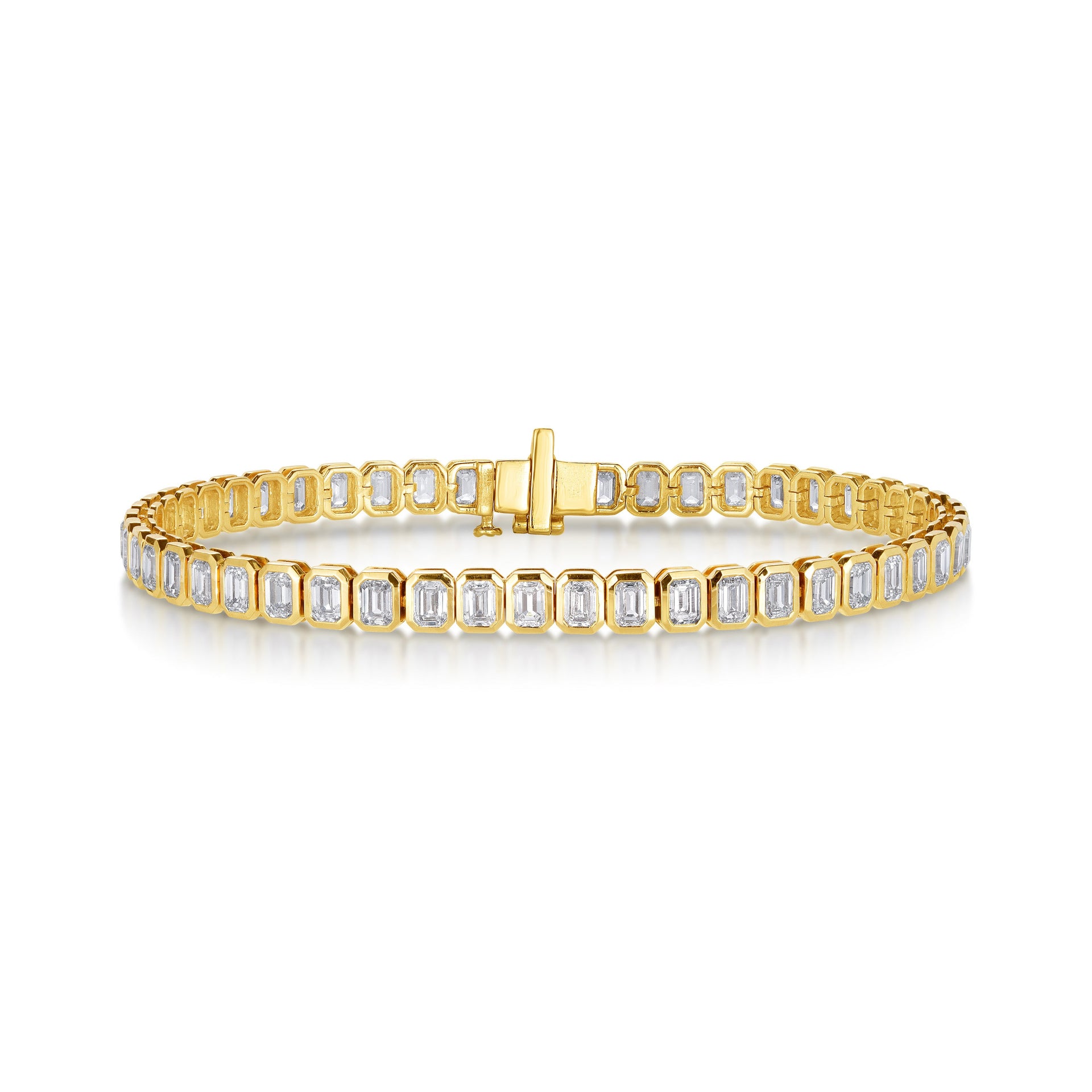 Bezel Emerald Cut Lab Diamond Tennis Bracelet