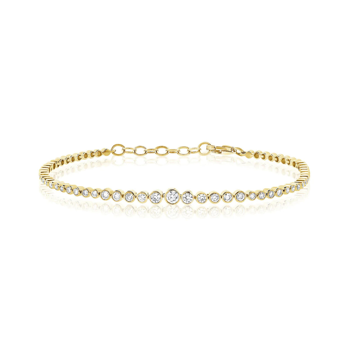 Graduated Bezel Natural Diamond Tennis Bracelet