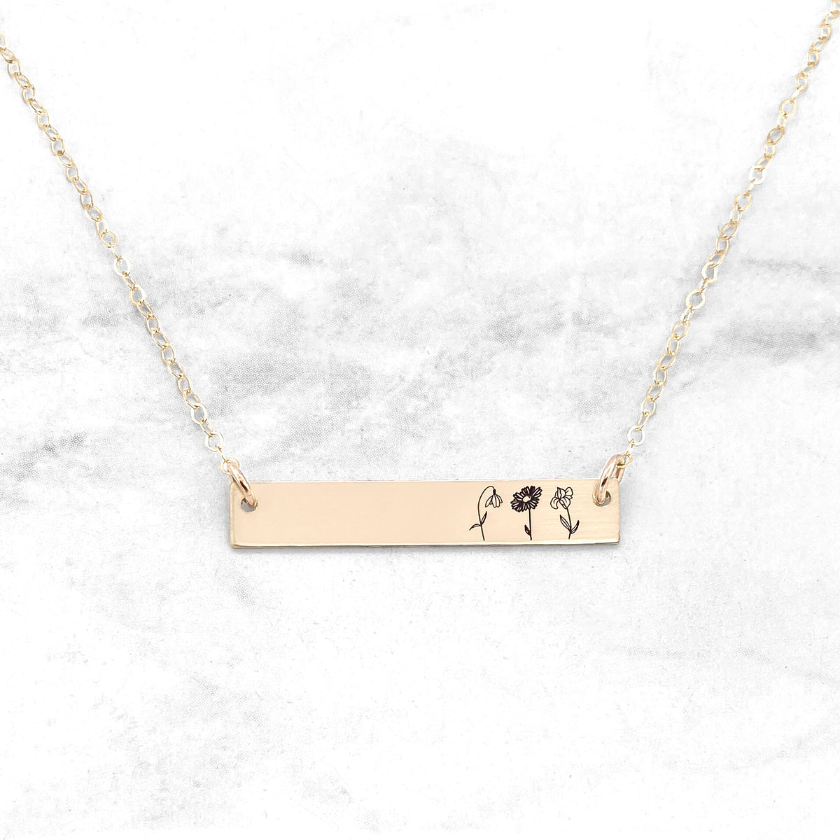Birth Flower Bar Necklace