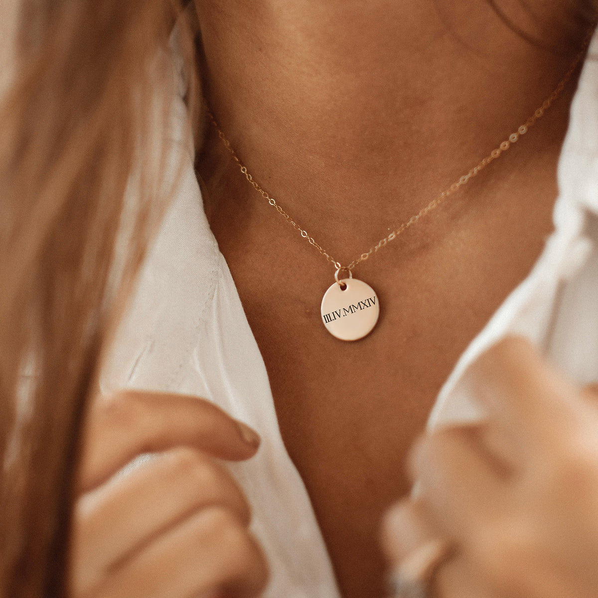 Birthday In Roman Numerals - Disc Necklace